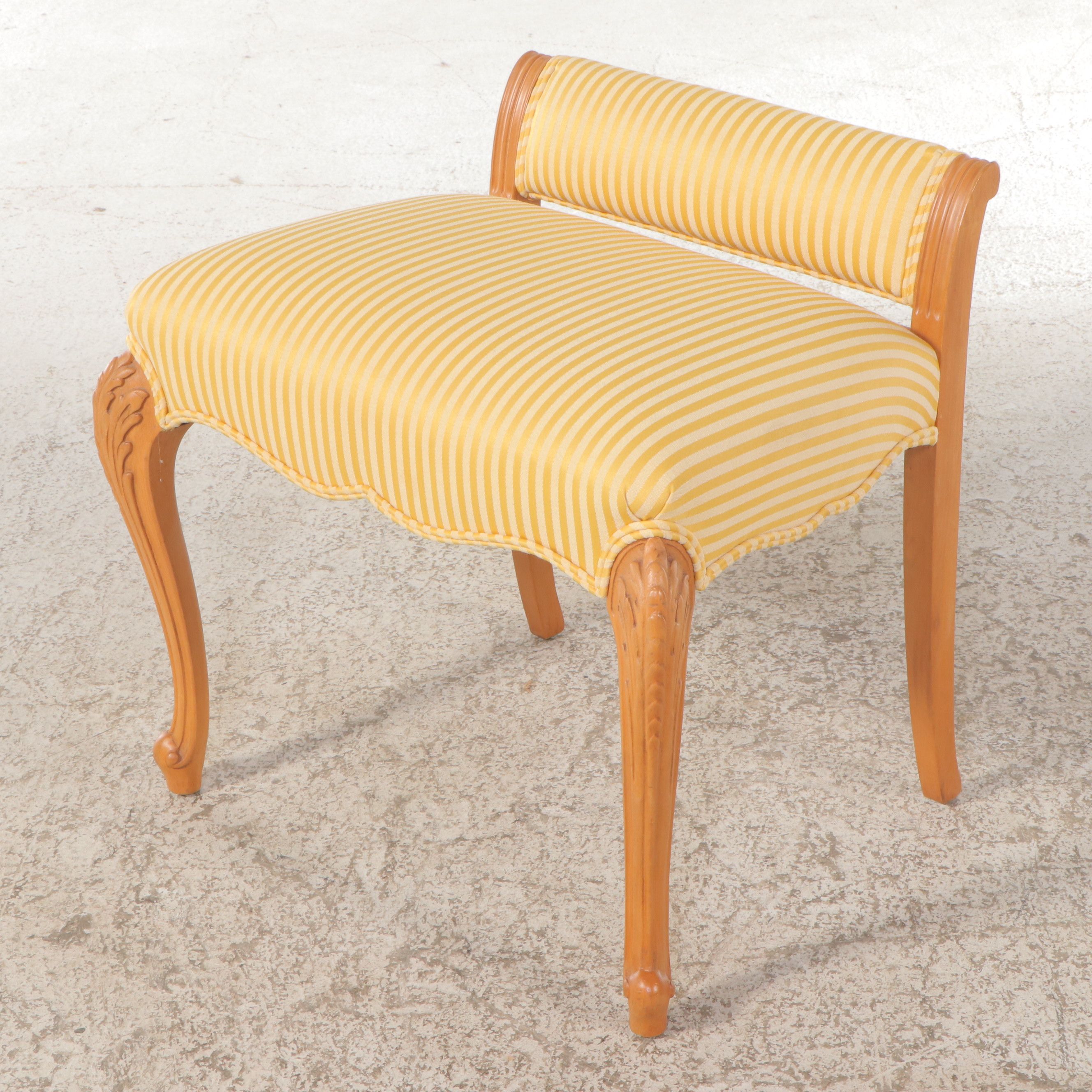 Louis XV Style Vanity Table with Upholstered Stool