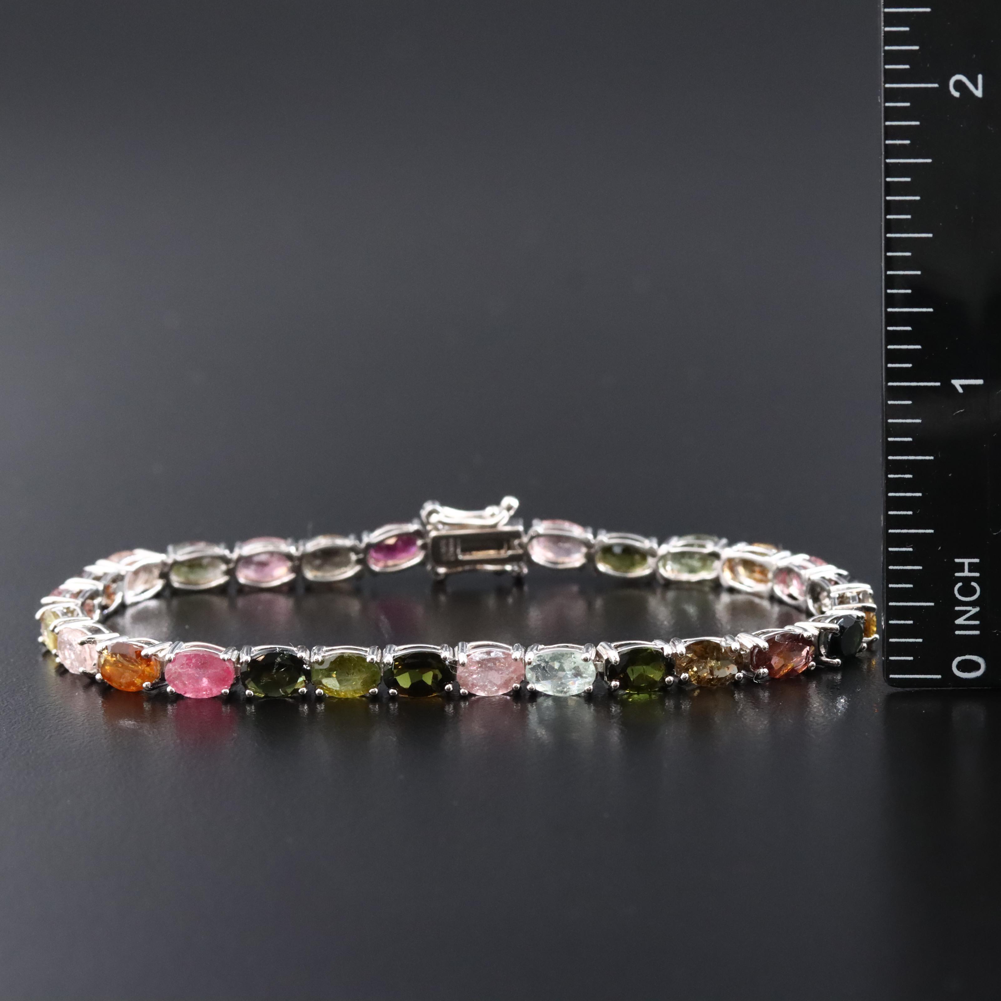 Sterling Tourmaline Hoop Earrings and Bracelet