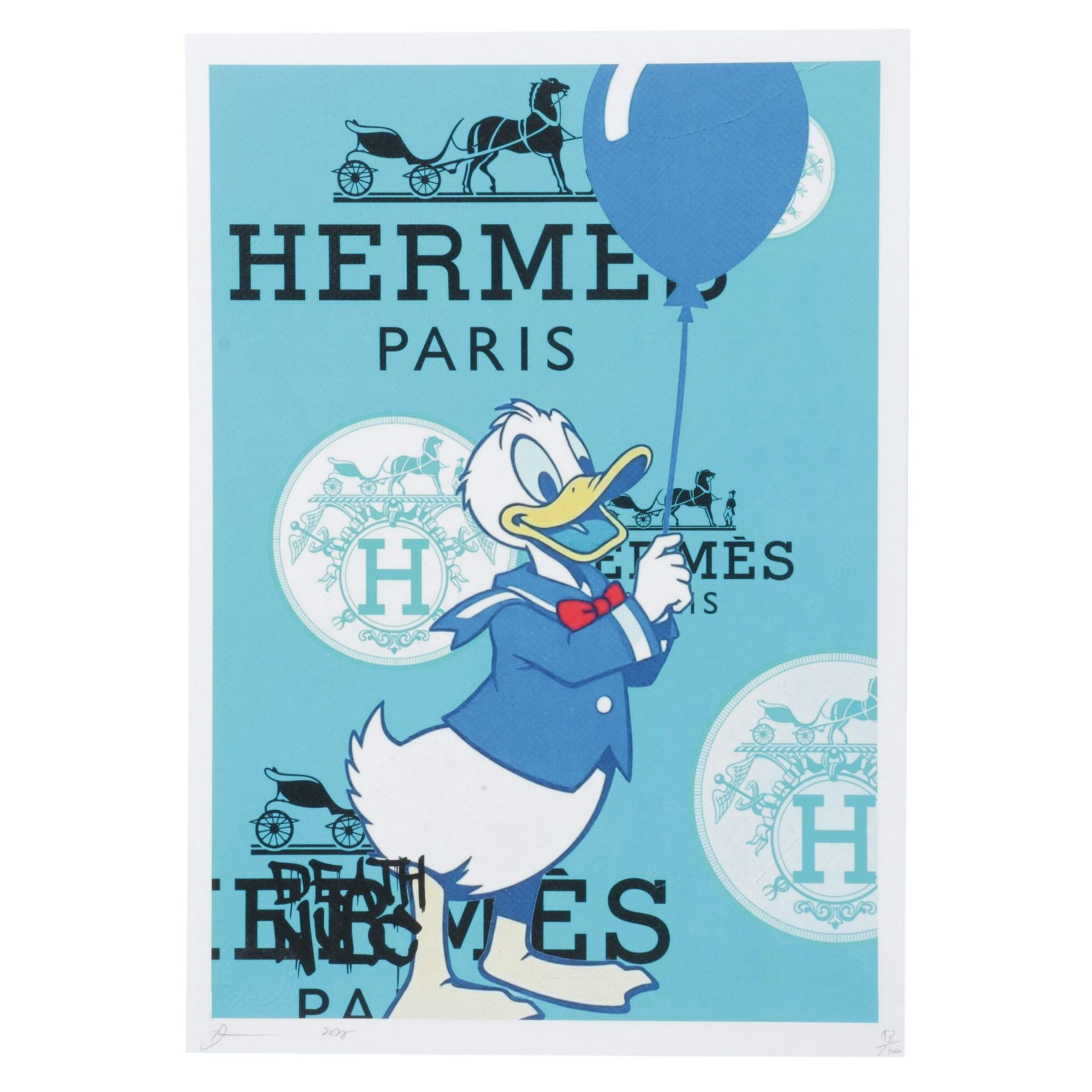 Death NYC Pop Art Digital Graphic Print Homage to Hermès x Donald Duck, 2025
