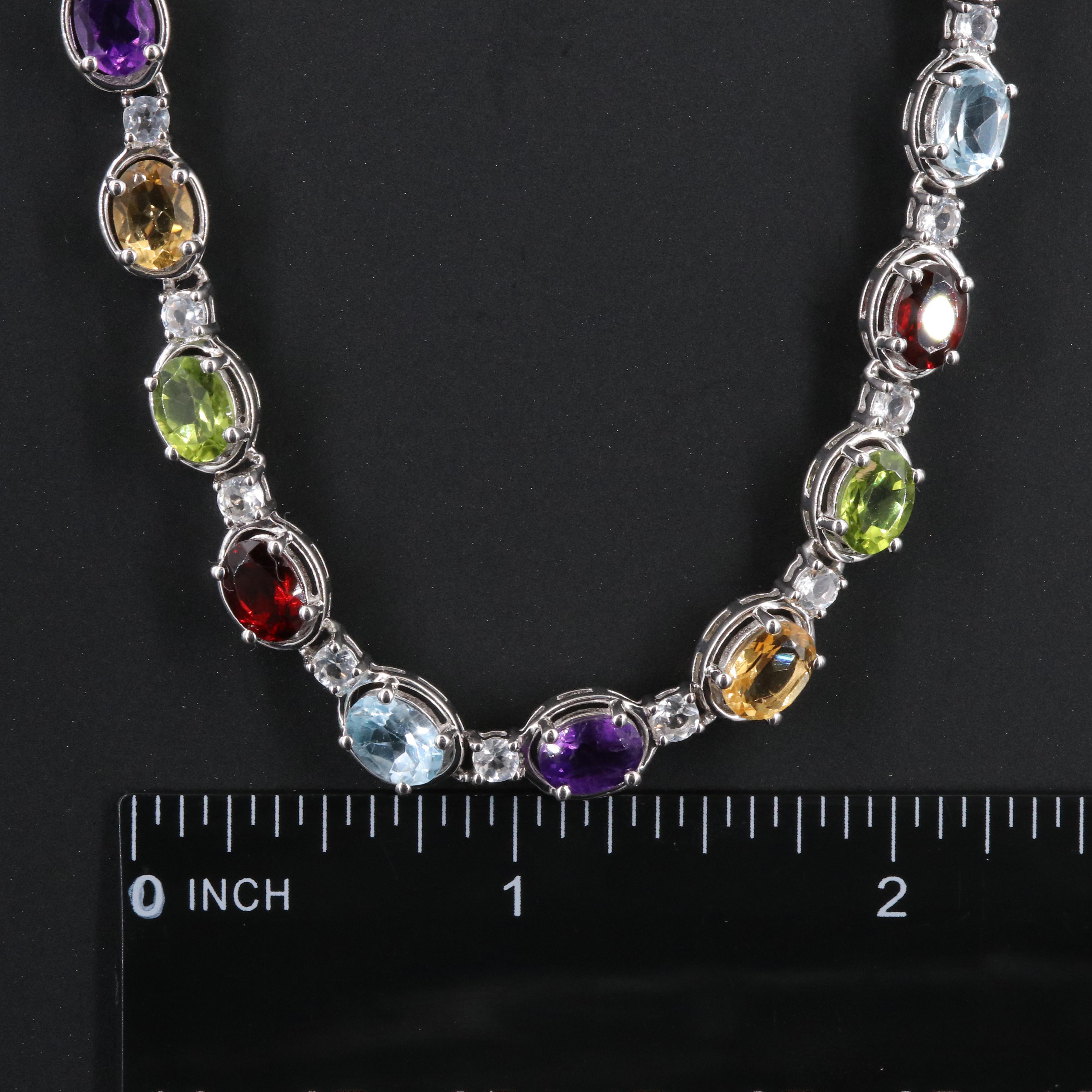 Sterling Necklace Including Amethyst, Peridot and Garnet