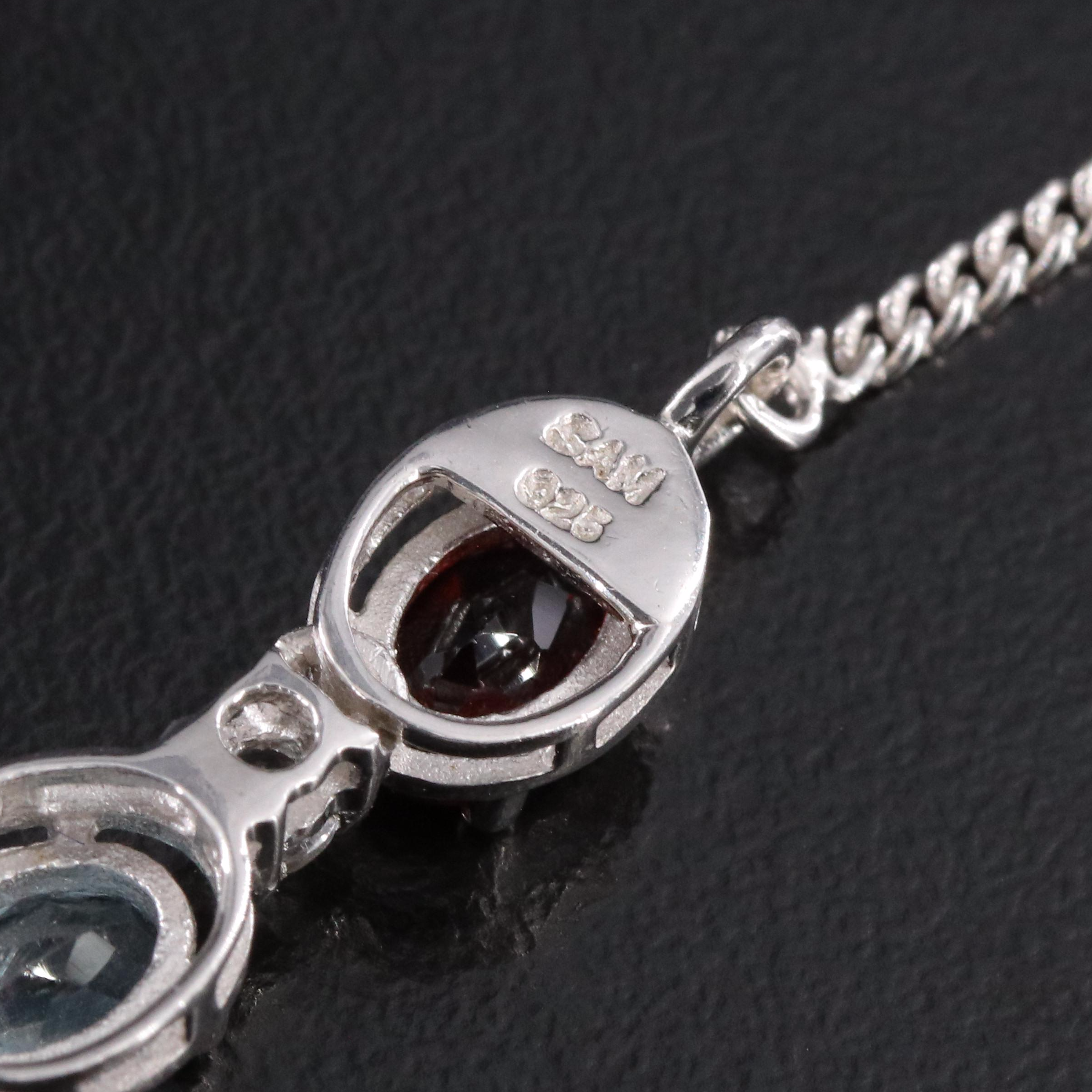 Sterling Necklace Including Amethyst, Peridot and Garnet