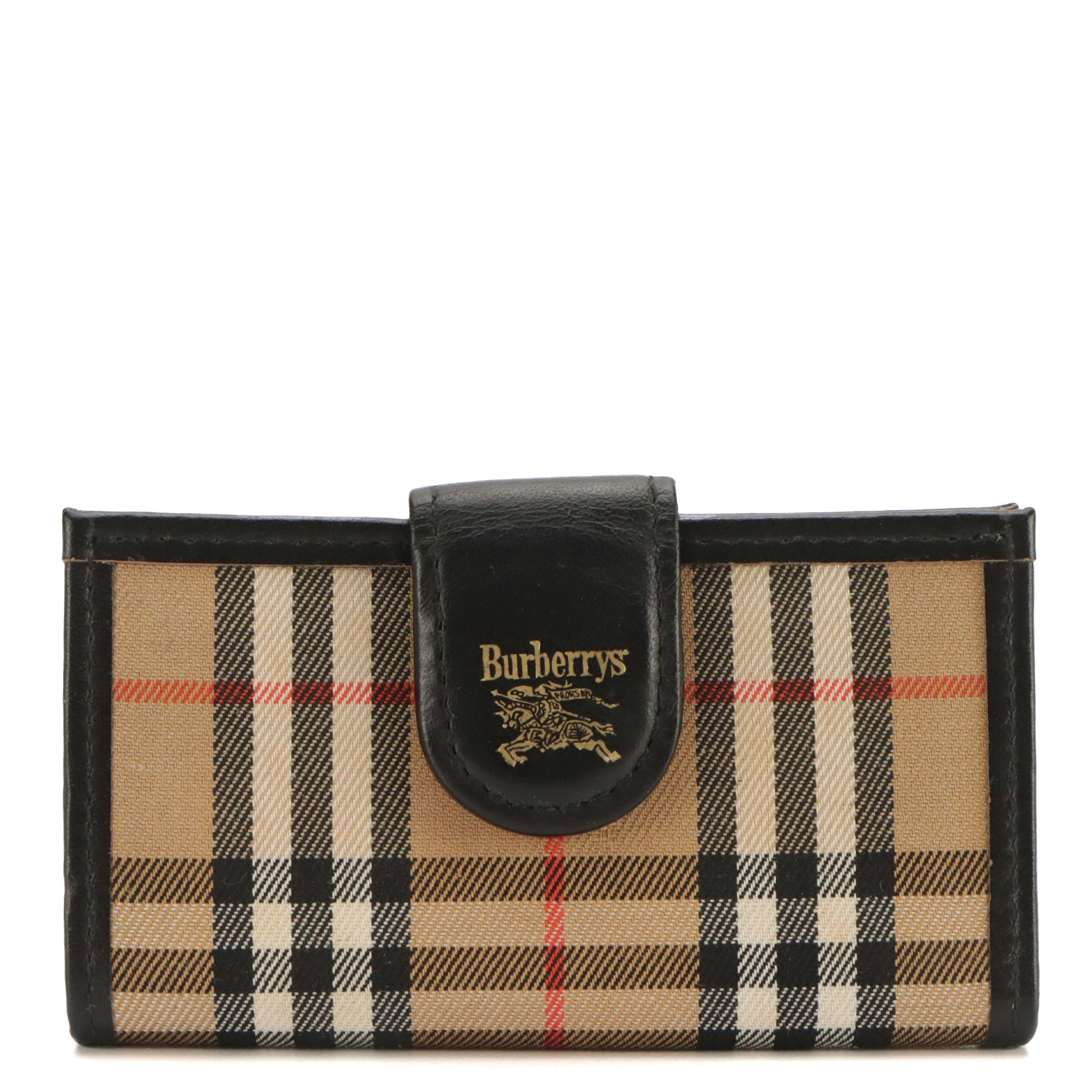 Burberrys 4-Key Case in Haymarket Canvas with Leather Trim