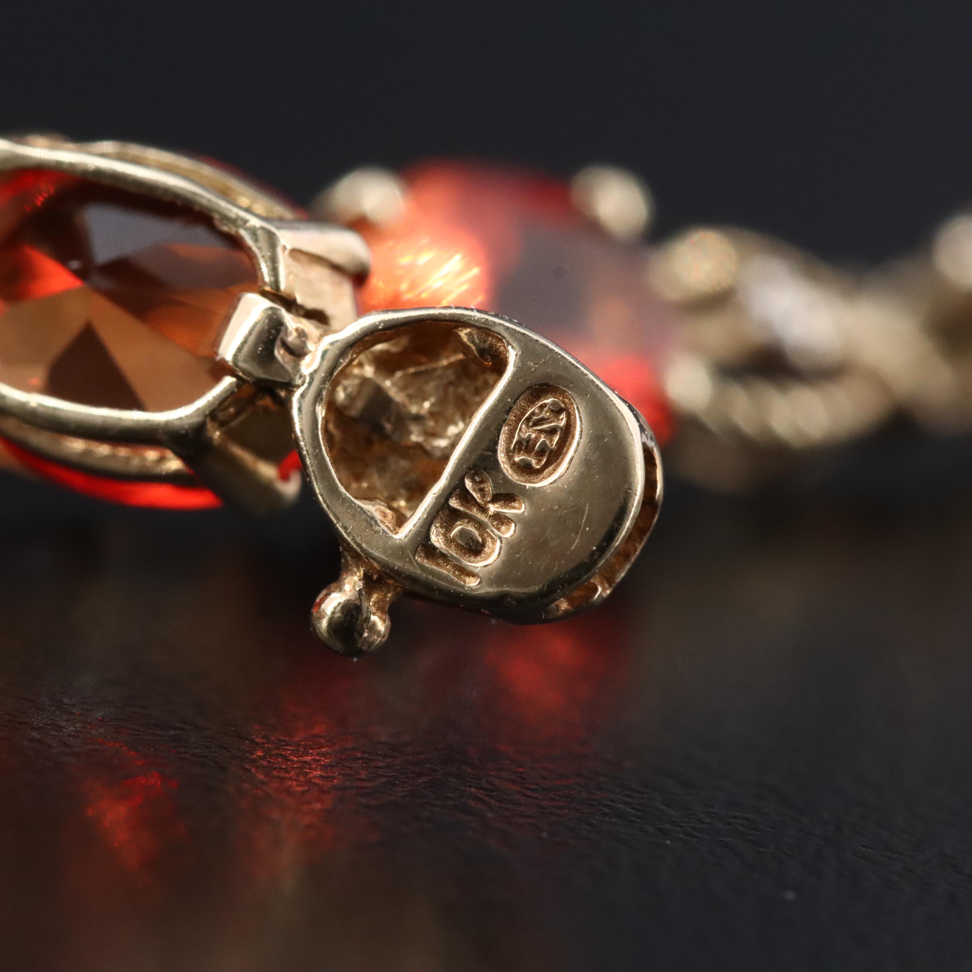 10K Orange Sapphire and Diamond Bracelet