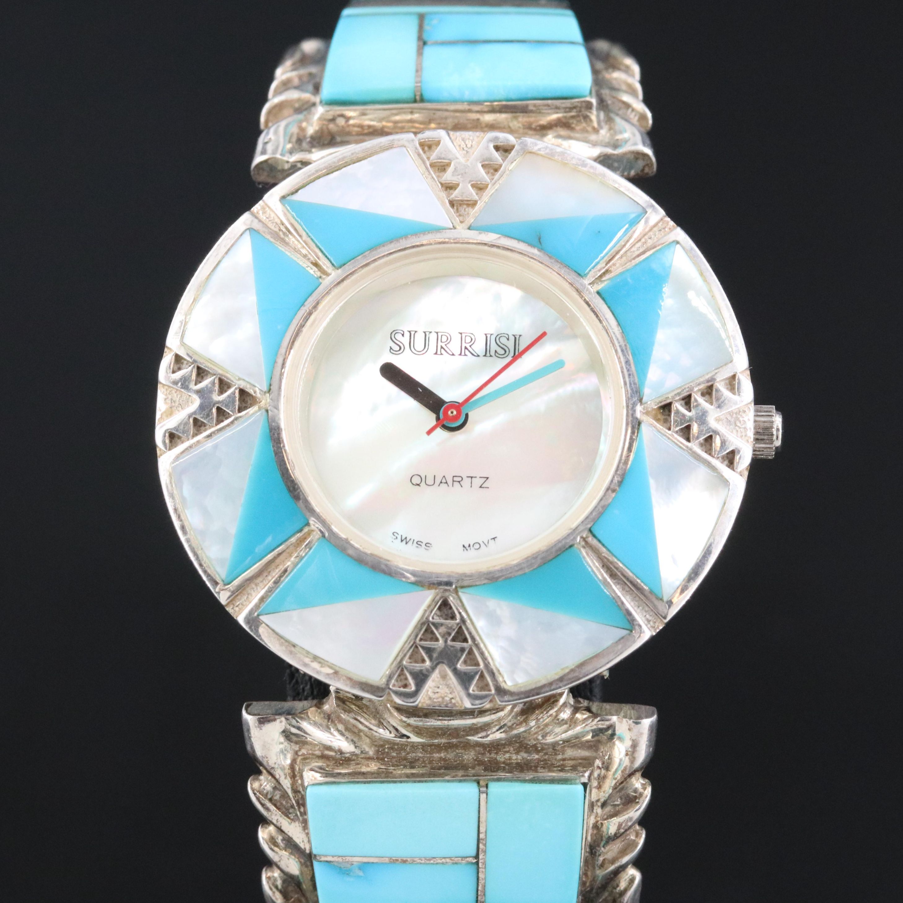 Surrisi Sterling and Stainless Steel, Mother-Of-Pearl and Faux Turquoise Watch