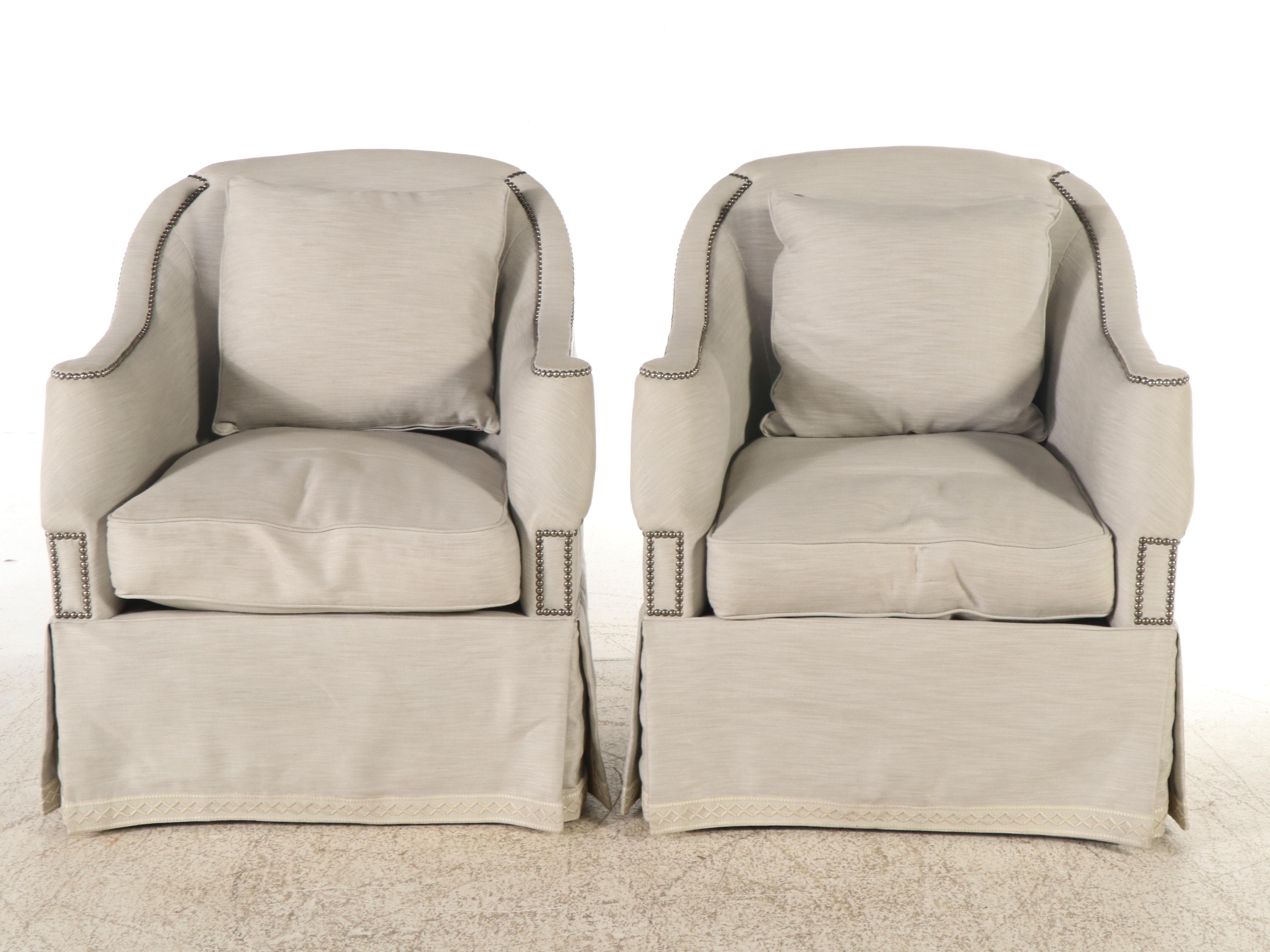 Pair of Hickory Chair Furniture Co. Modern Upholstered Armchairs