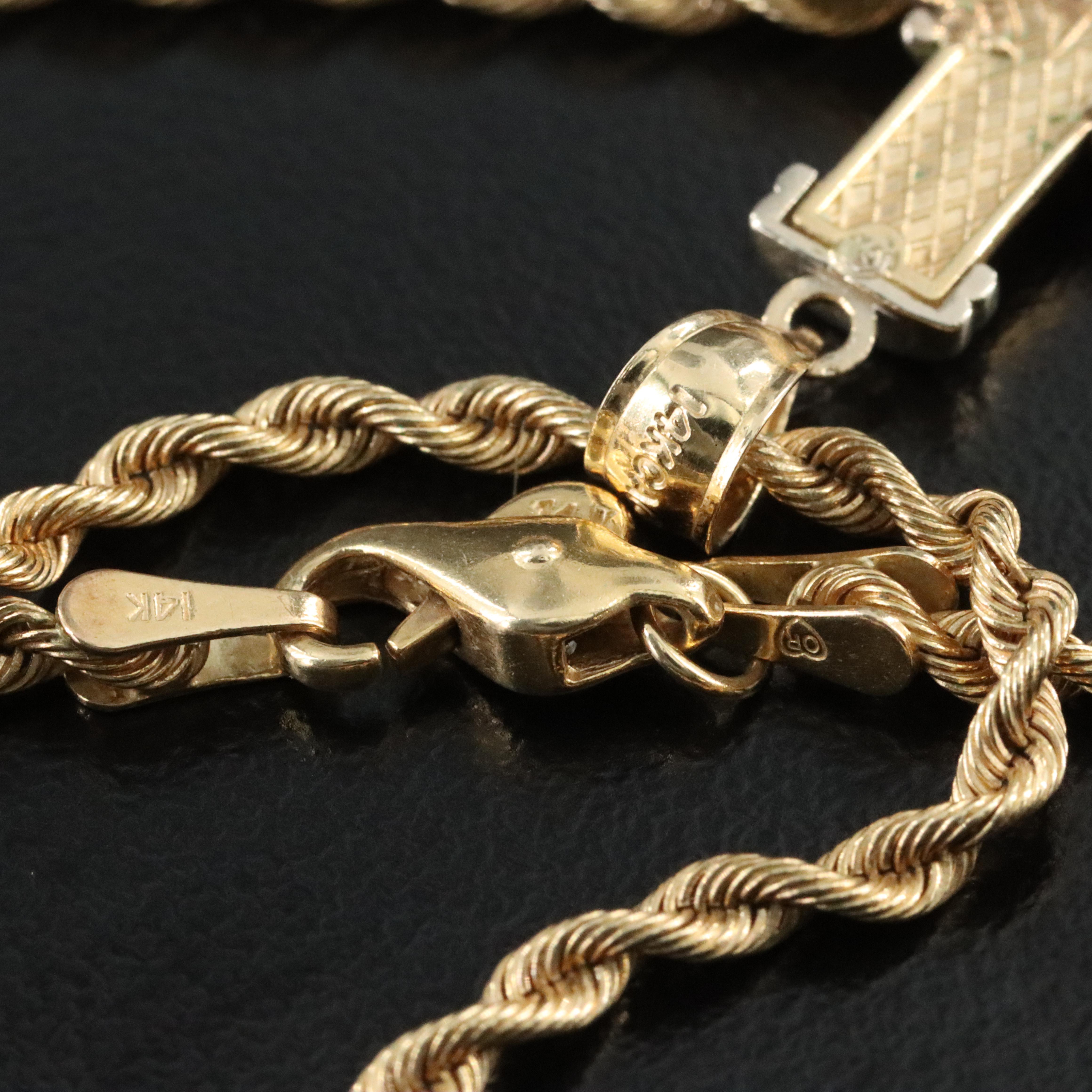 14K Two Tone Gold Cross Pendant Necklace