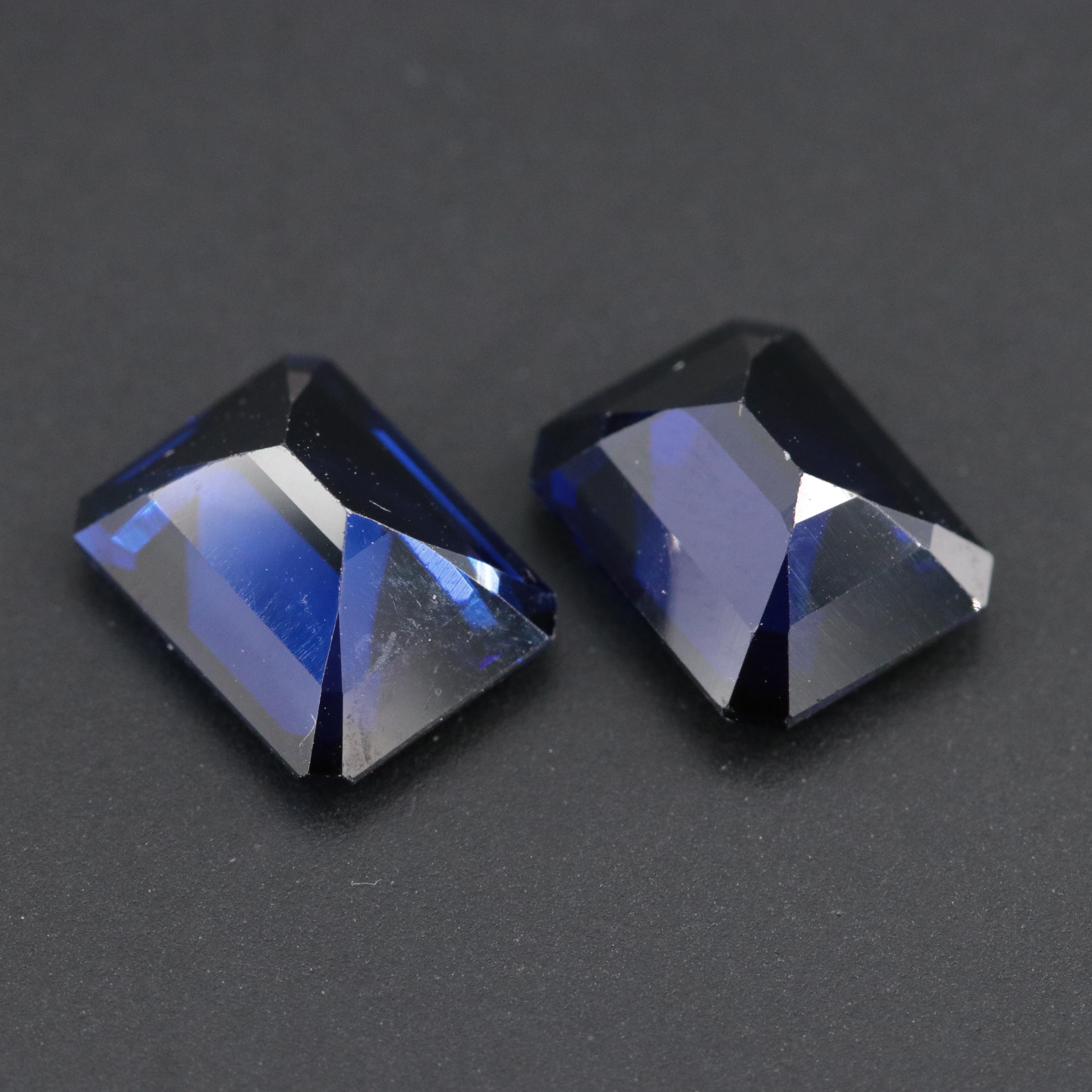 Loose 5.94 CTW Matched Pair of Lab Grown Sapphires