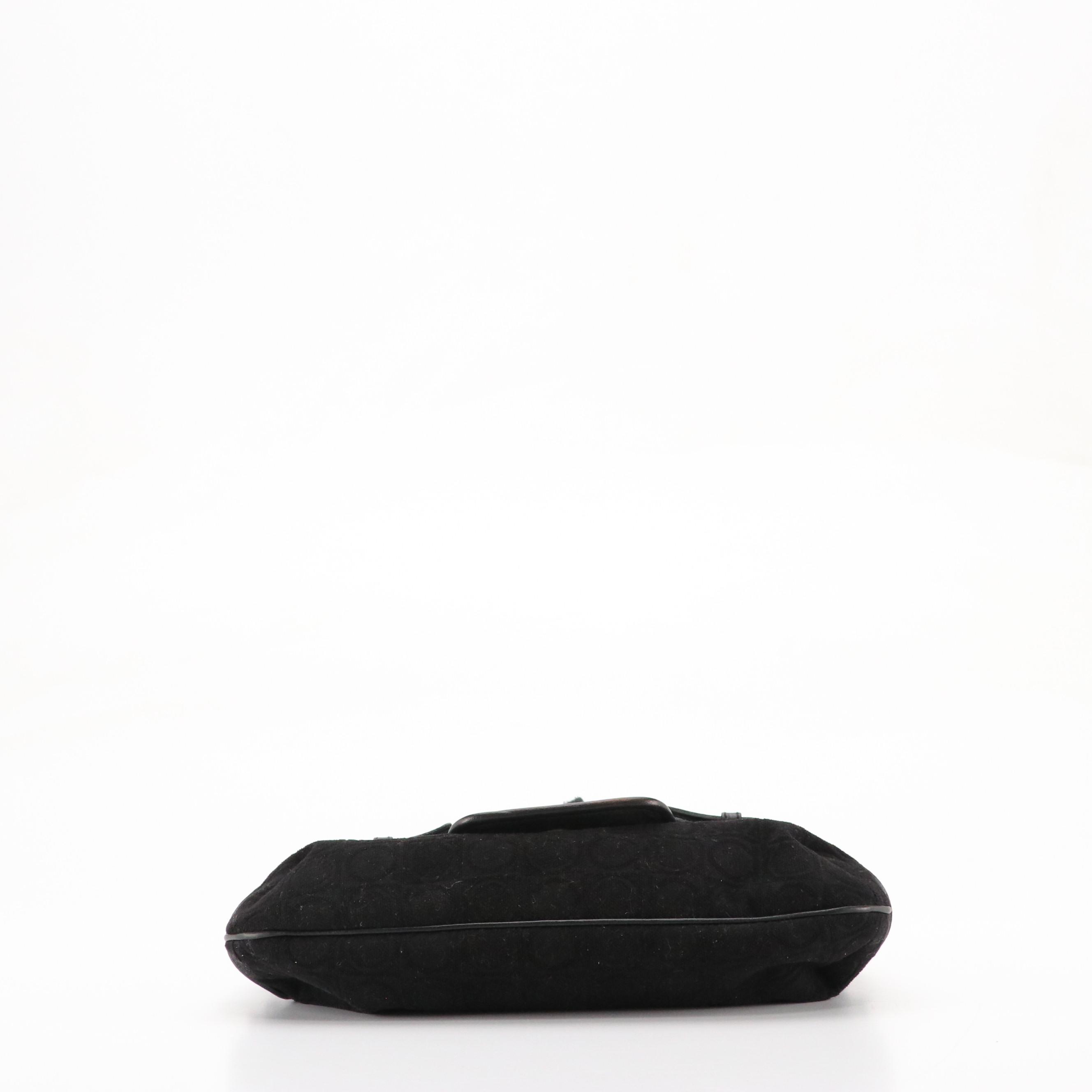 Salvatore Ferragamo Black Gancini Cloth Shoulder Bag with Leather Trim