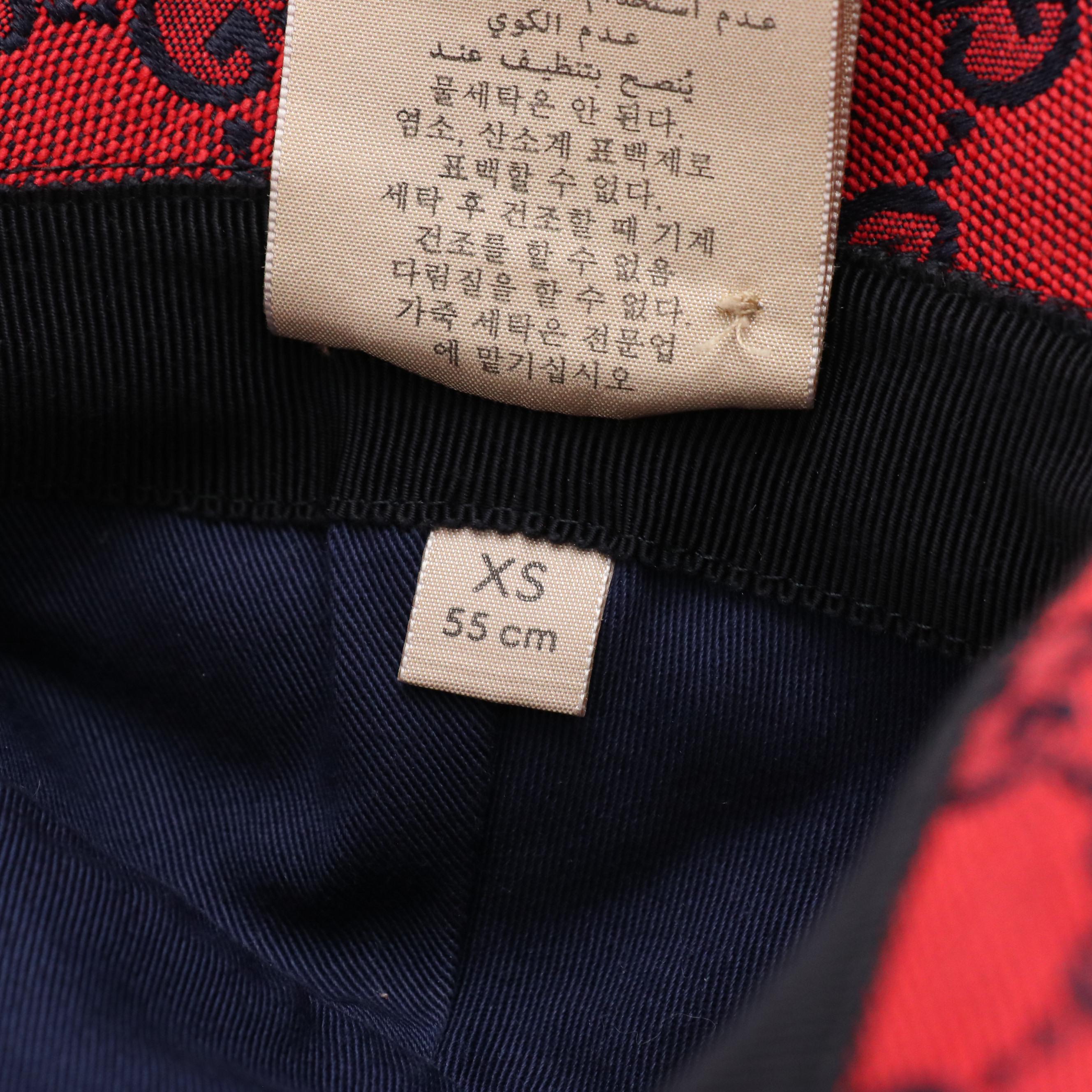 Gucci Bucket Hat in Red and Navy Blue GG Cotton Canvas