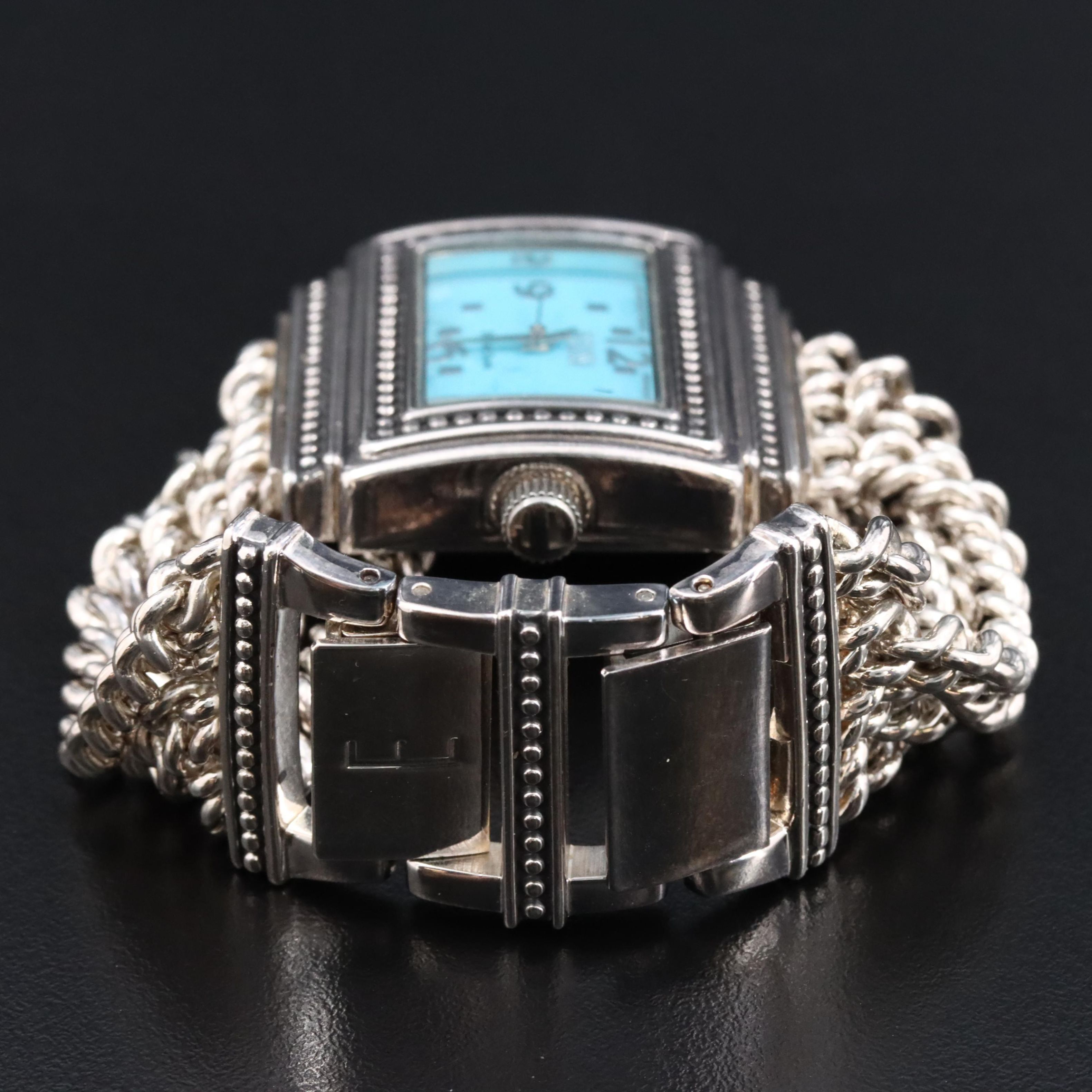 Ecclissi Sterling Silver Blue Dial Quartz Watch