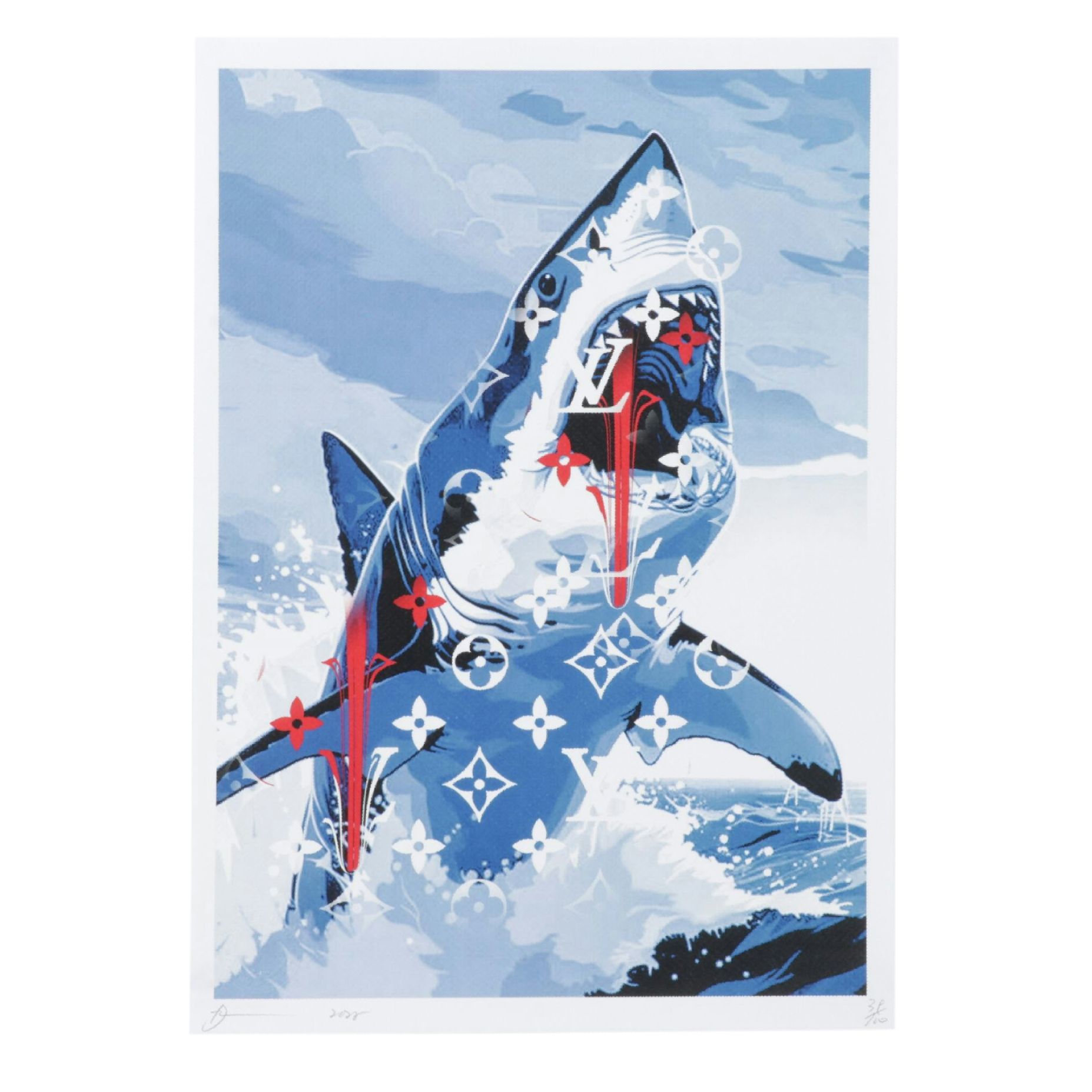 Death NYC Pop Art Digital Graphic Print Featuring Louis Vuitton x Shark, 2025
