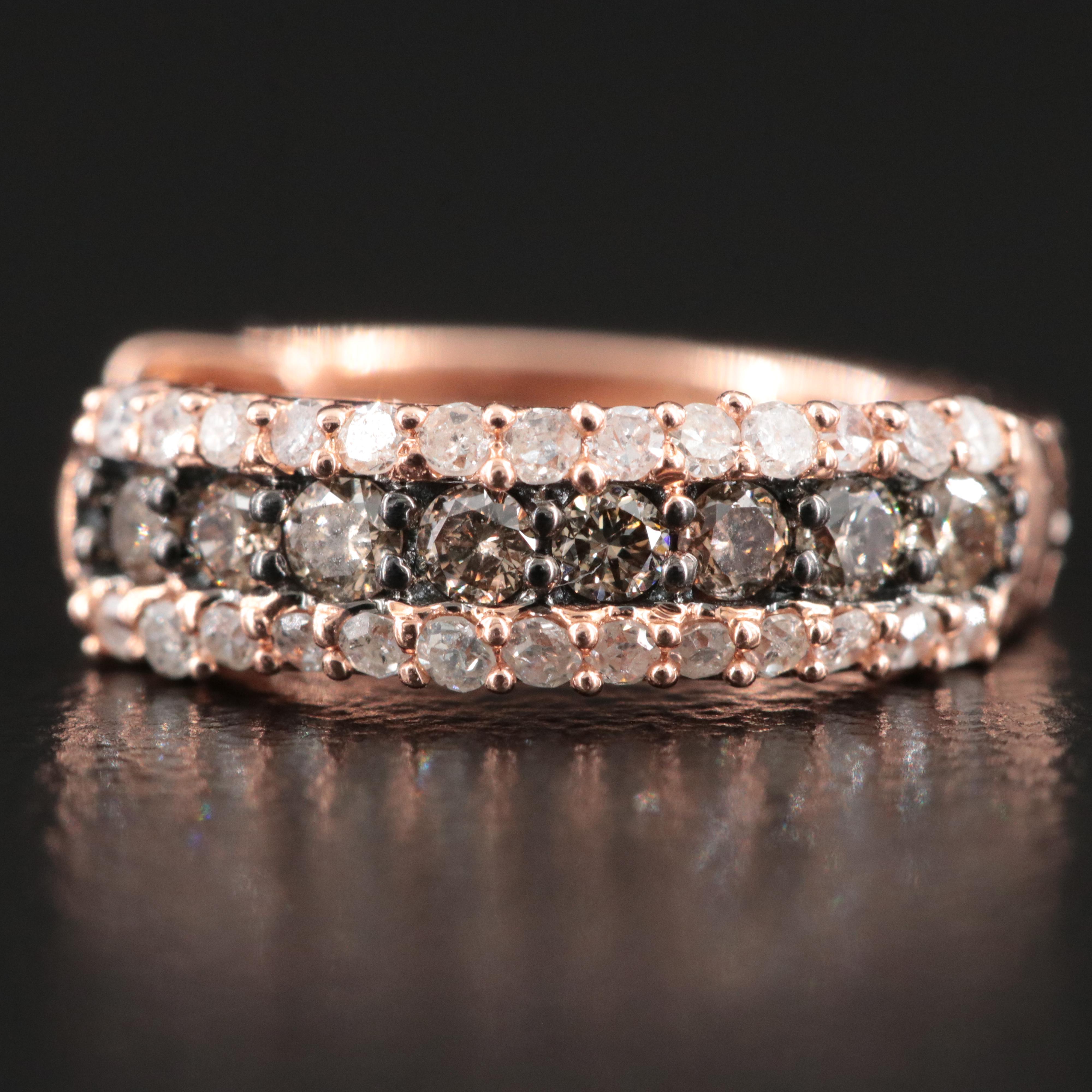 Single 14K Pearl Stud and 10K Rose Gold Diamond Hoop Earring with Fancy Diamonds