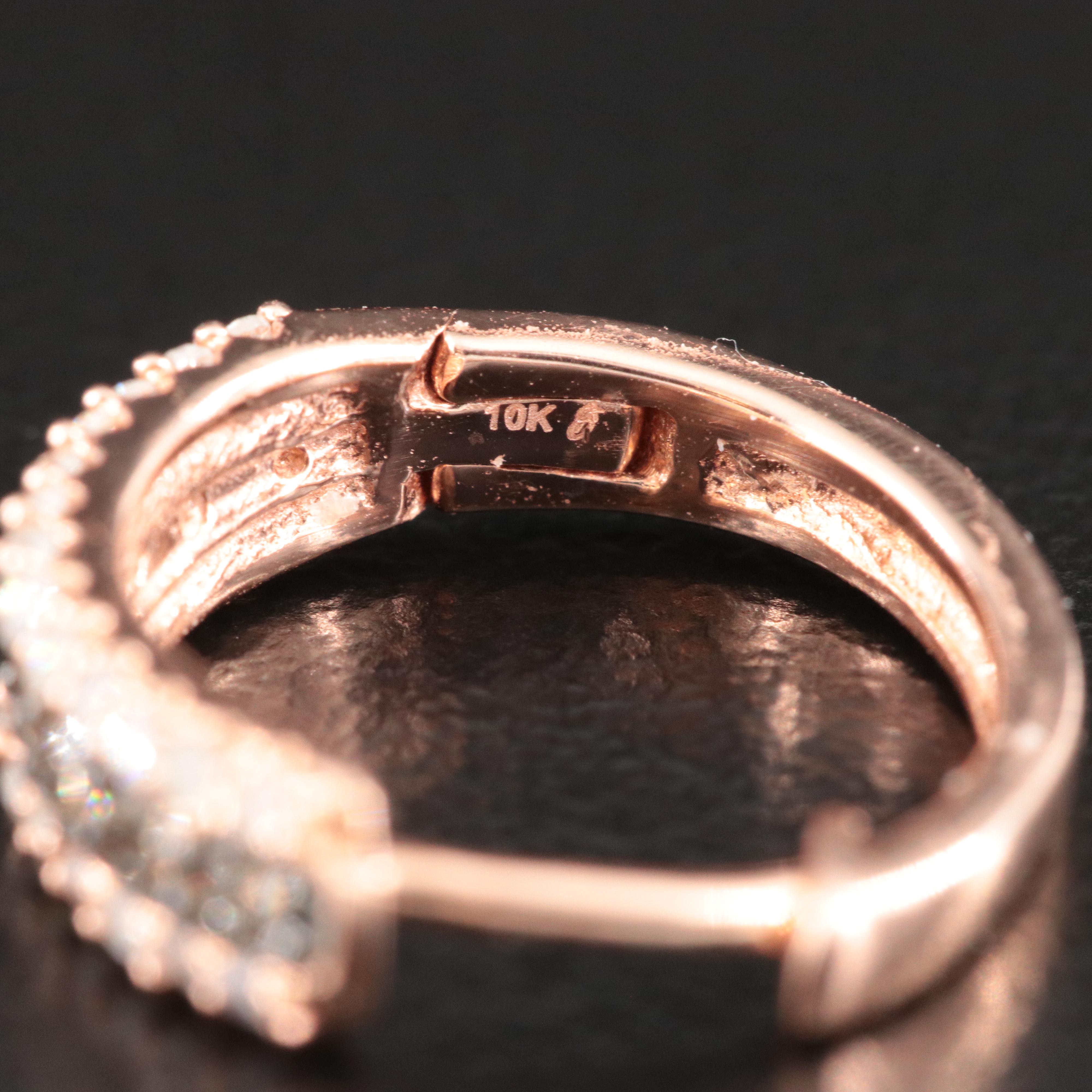 Single 14K Pearl Stud and 10K Rose Gold Diamond Hoop Earring with Fancy Diamonds