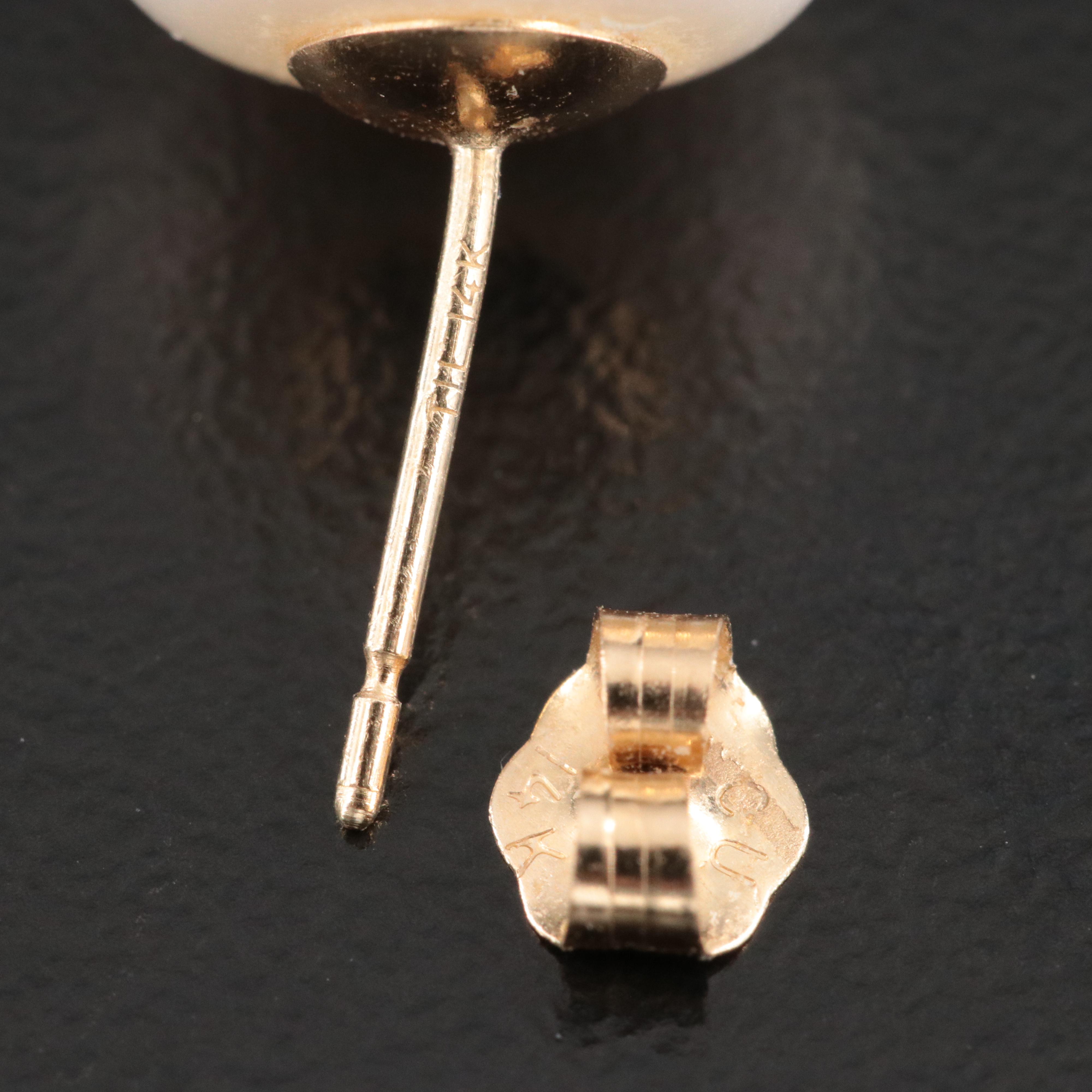 Single 14K Pearl Stud and 10K Rose Gold Diamond Hoop Earring with Fancy Diamonds