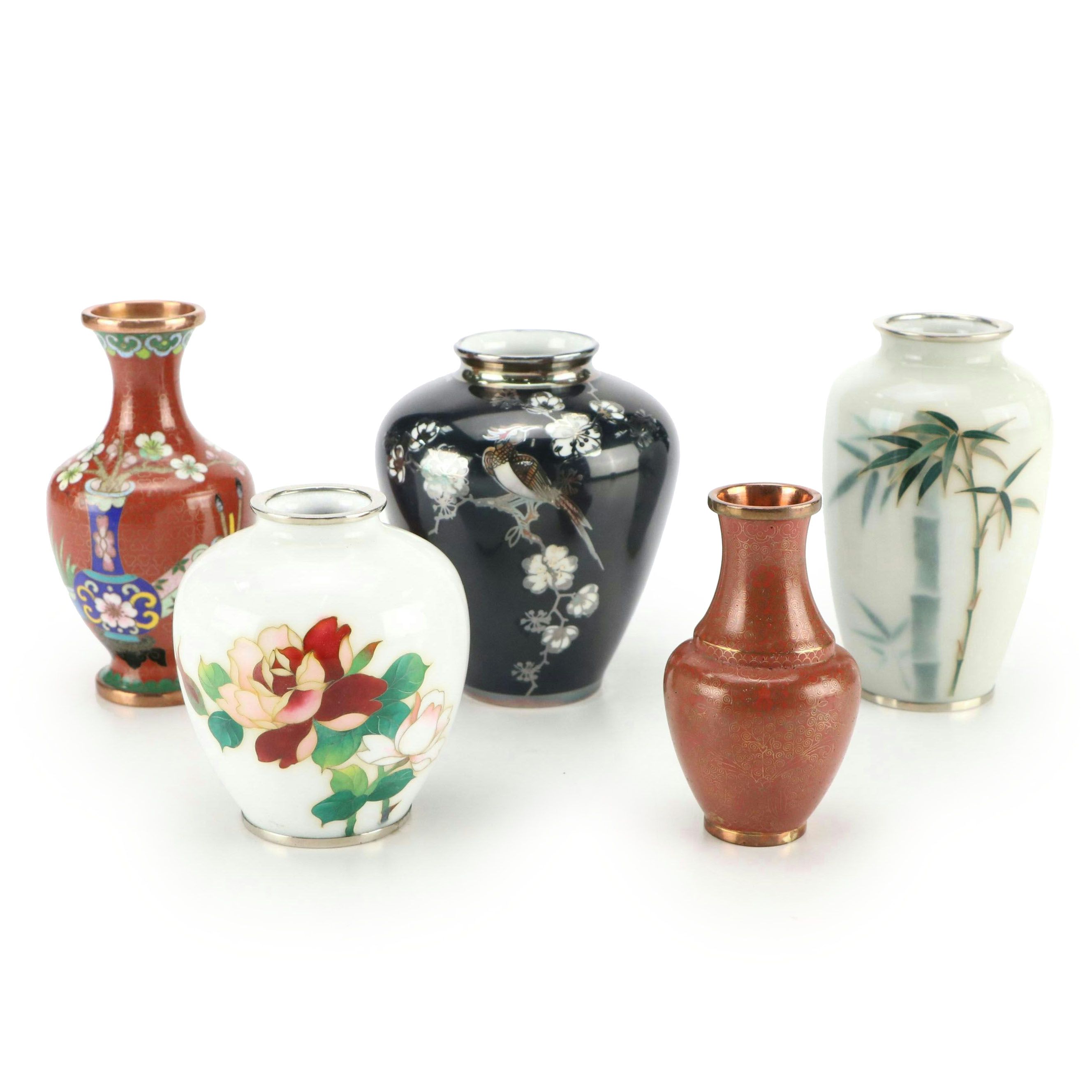 German Silver Overlaid Porcelain Vase with Japanese Cloisonné Collection