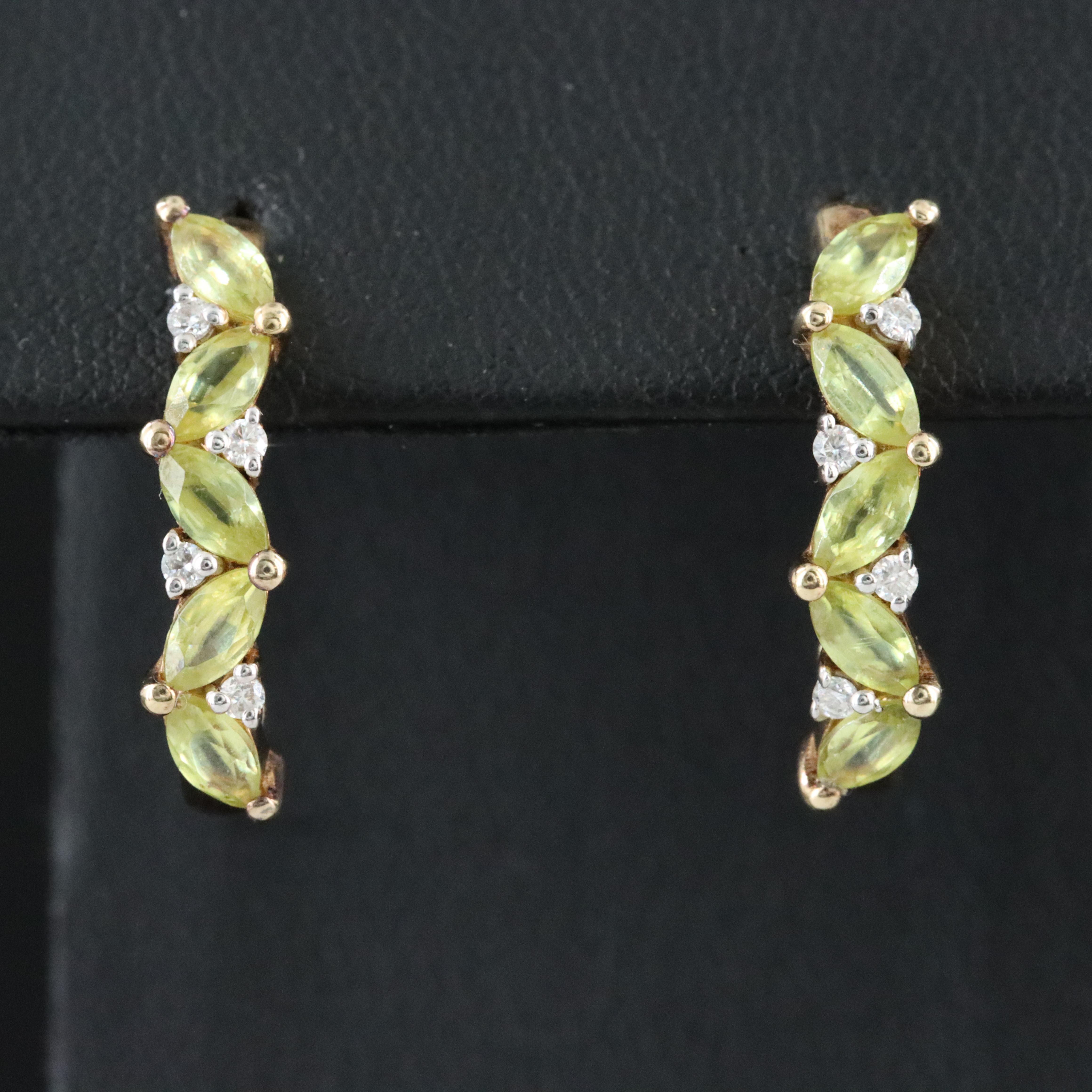 Sterling Peridot and CZ Hoop Earrings