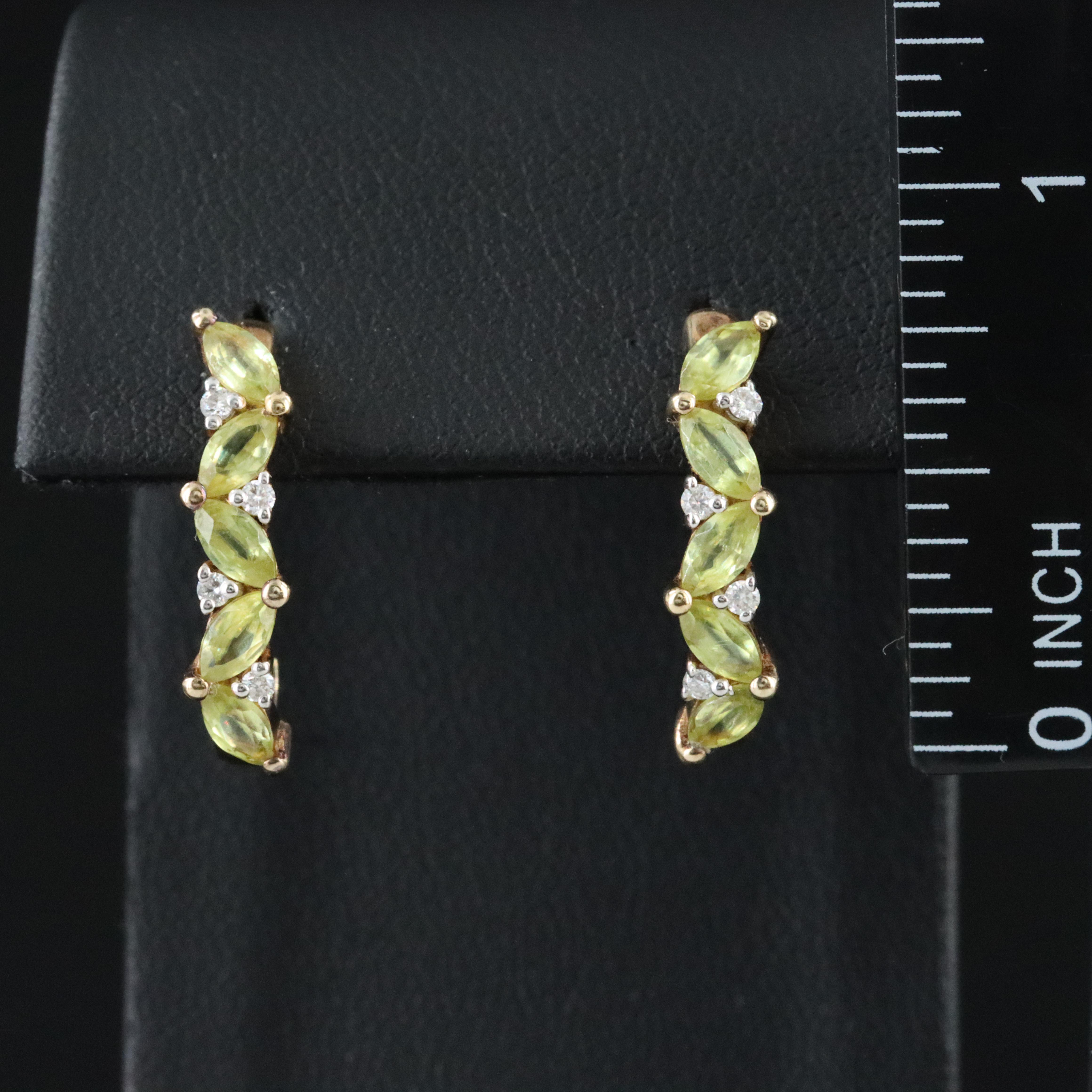 Sterling Peridot and CZ Hoop Earrings