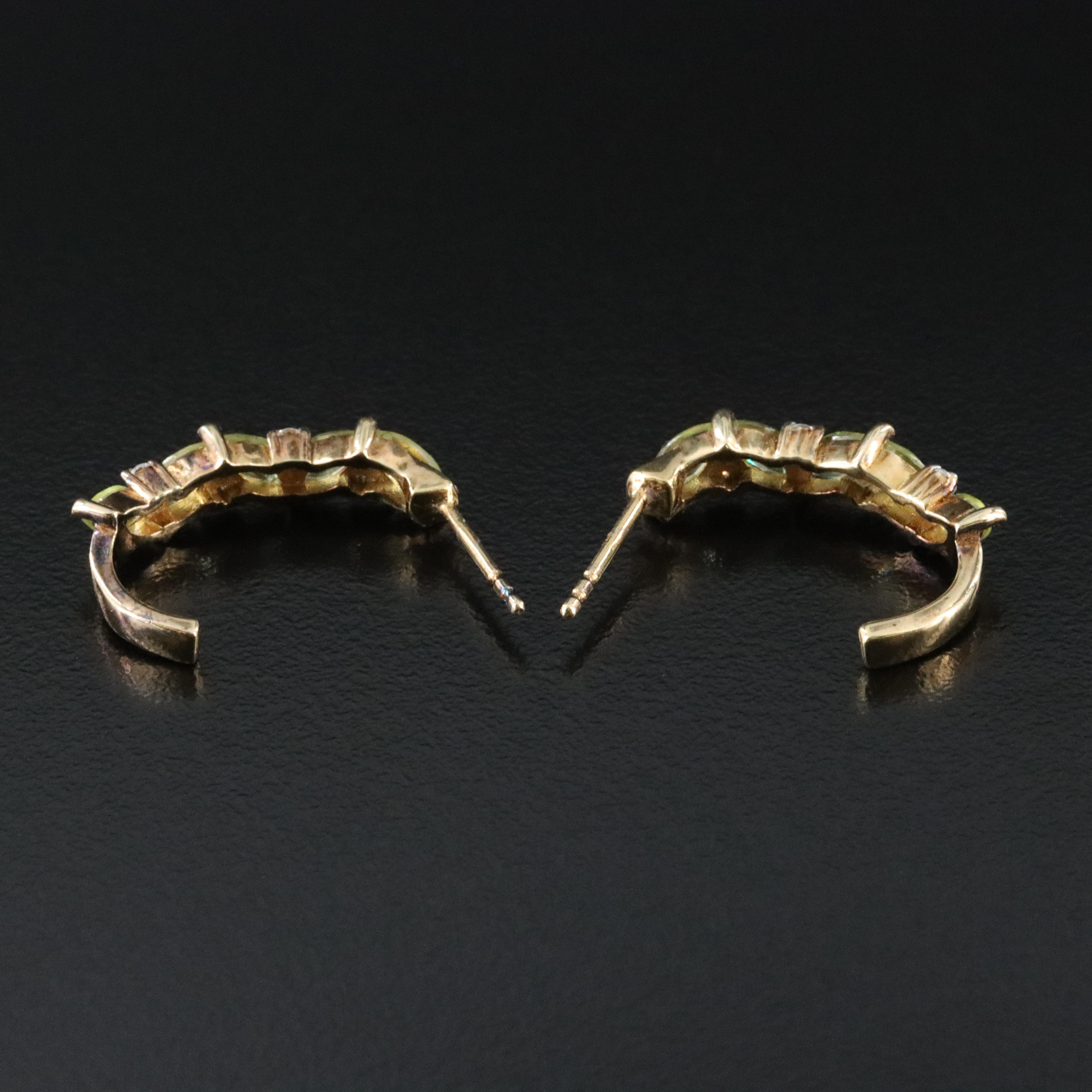 Sterling Peridot and CZ Hoop Earrings