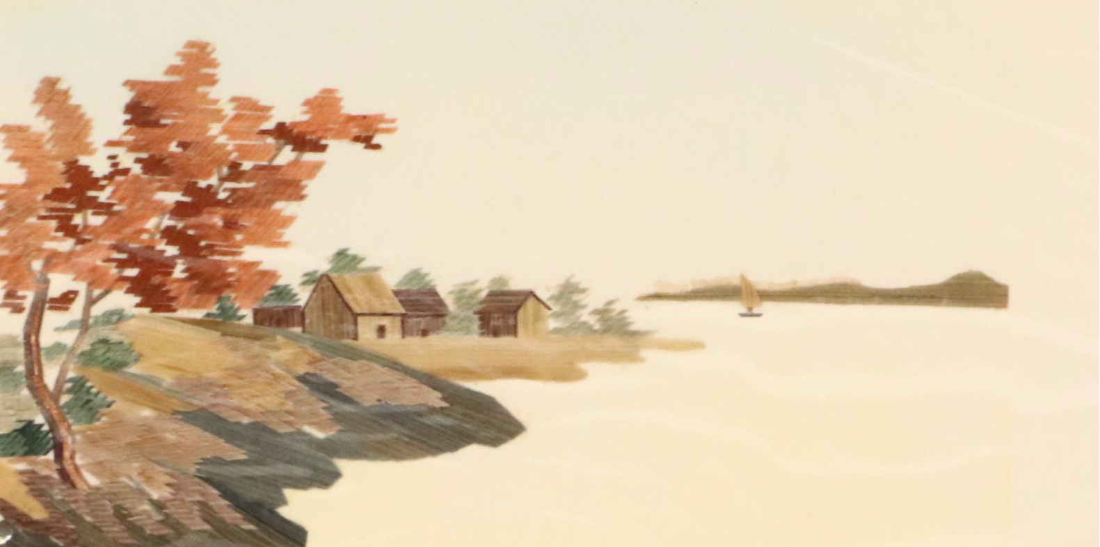 East Asian Collage of Houses Along Riverbank, 20th Century