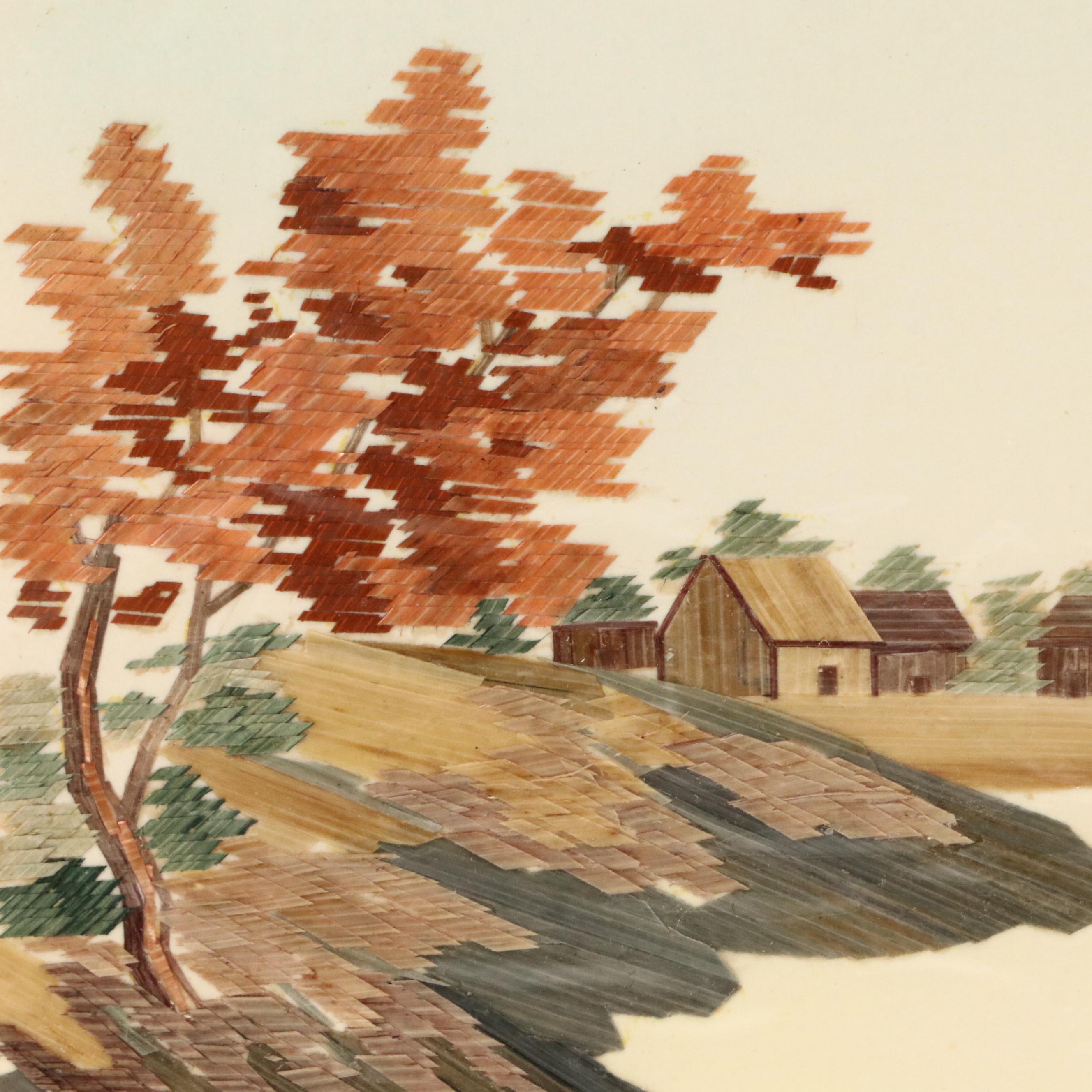 East Asian Collage of Houses Along Riverbank, 20th Century