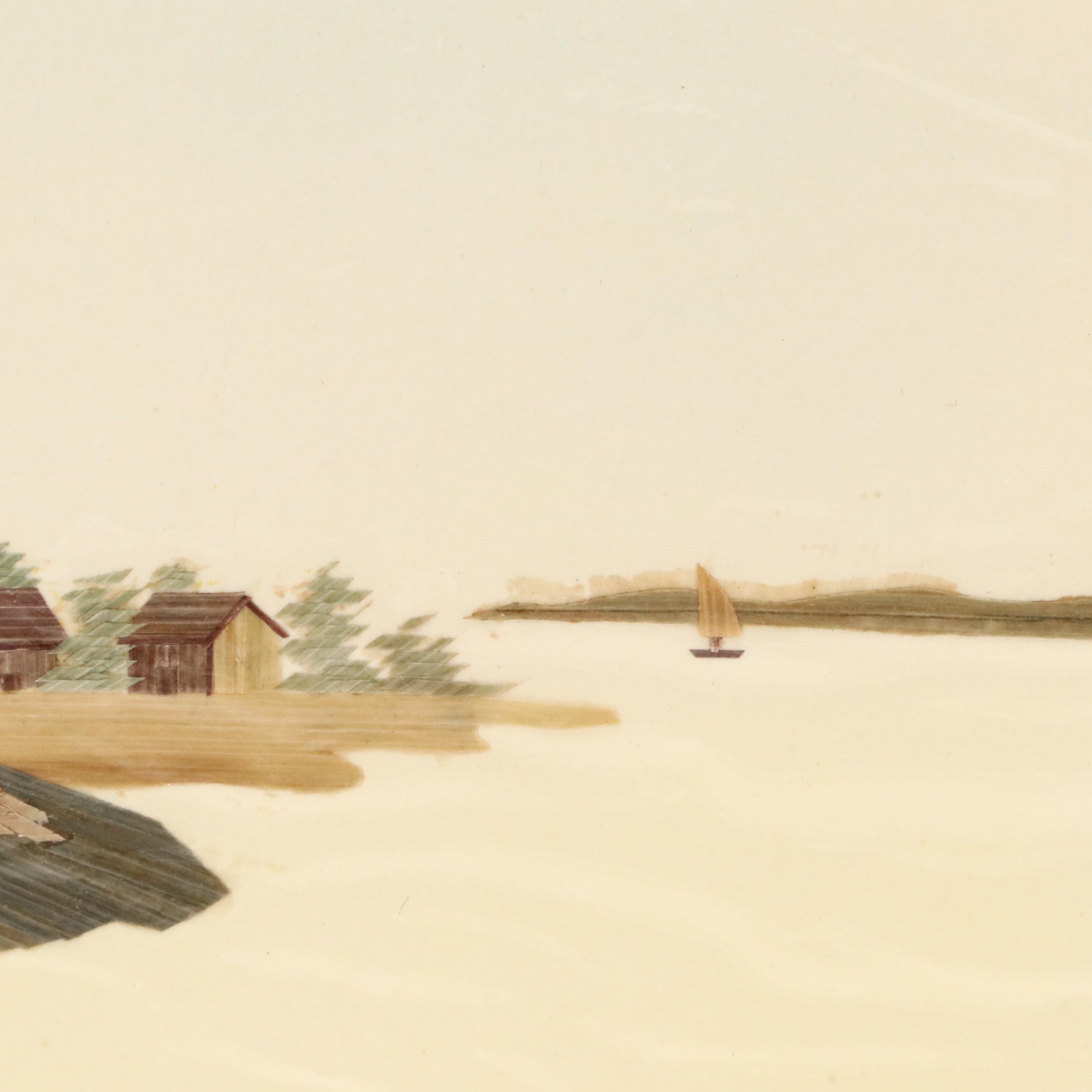 East Asian Collage of Houses Along Riverbank, 20th Century