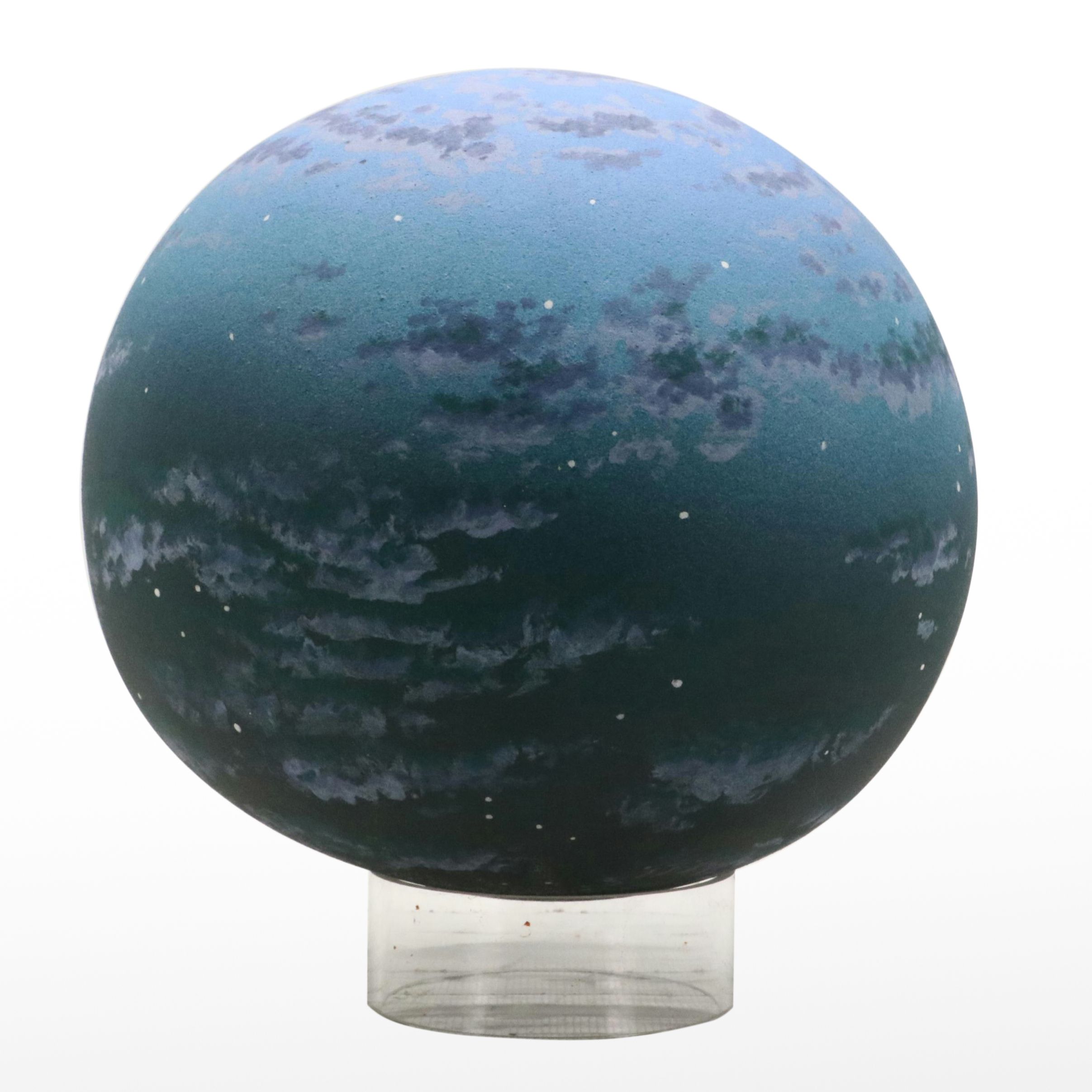 Don Jones Spherical Earthenware Sculpture Hand-Painted with Night Sky, C. 1990s