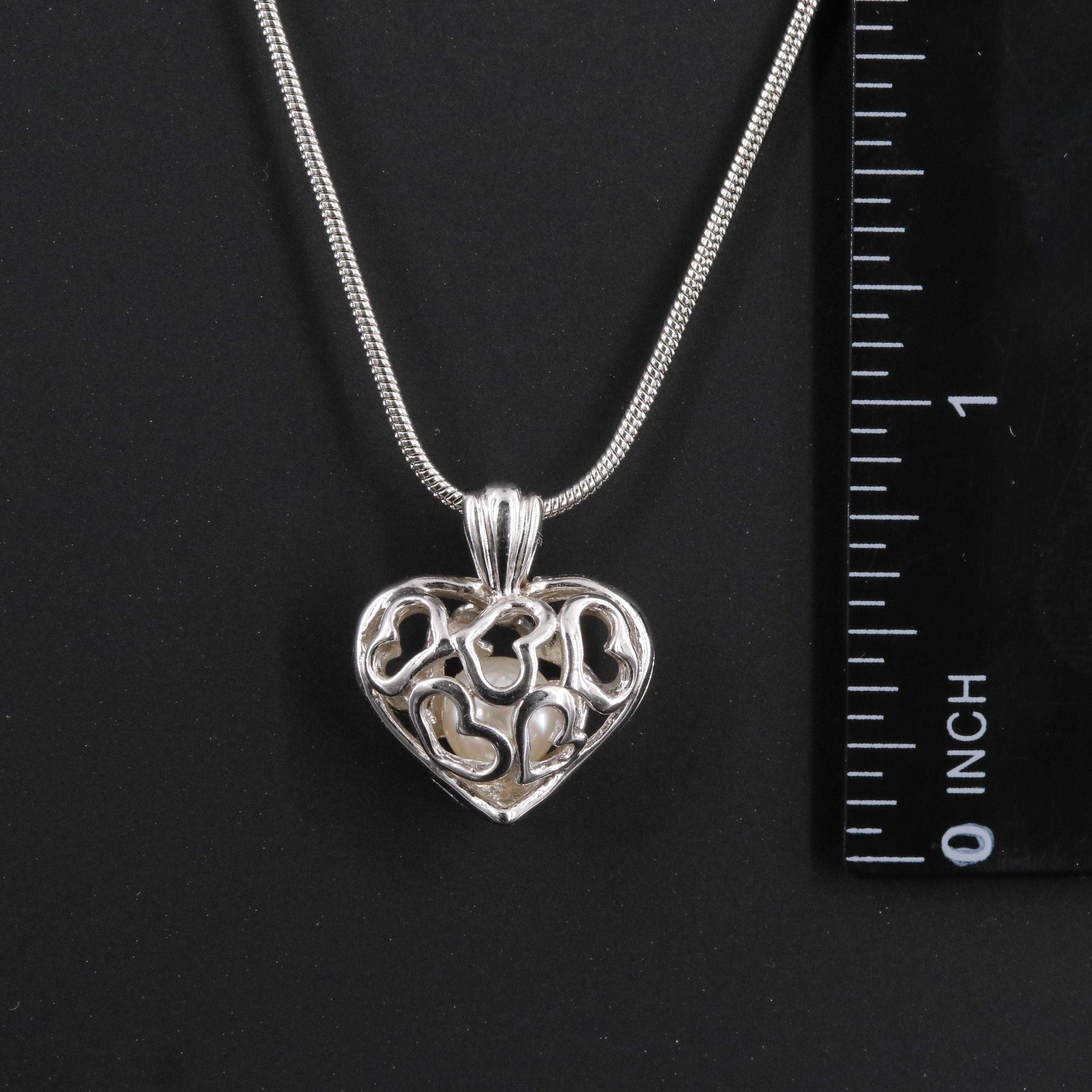 Heart Pearl Pendant Necklace Including Sterling