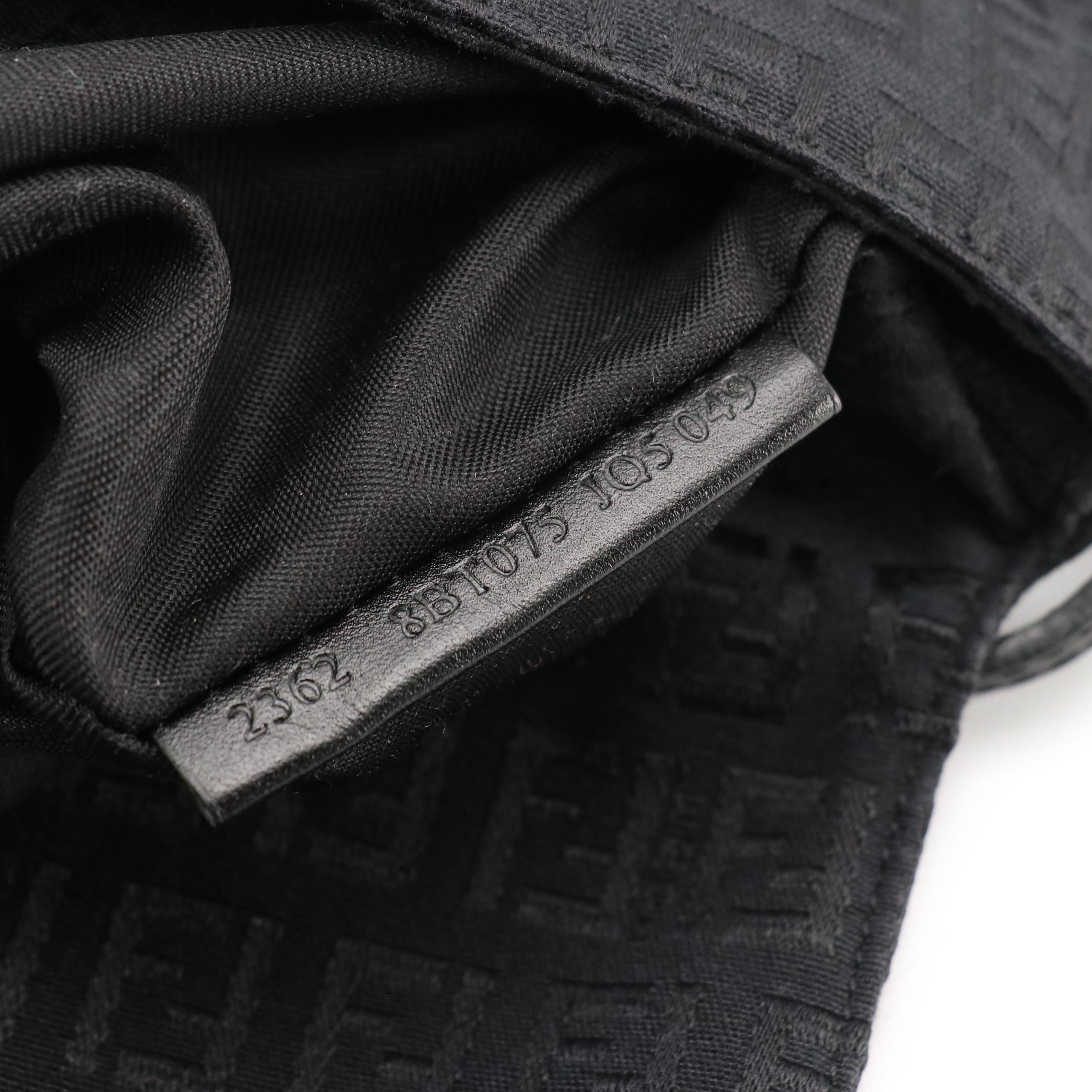 Fendi Flat Crossbody Messenger Bag in Black Zucchino Canvas and Leather Trim