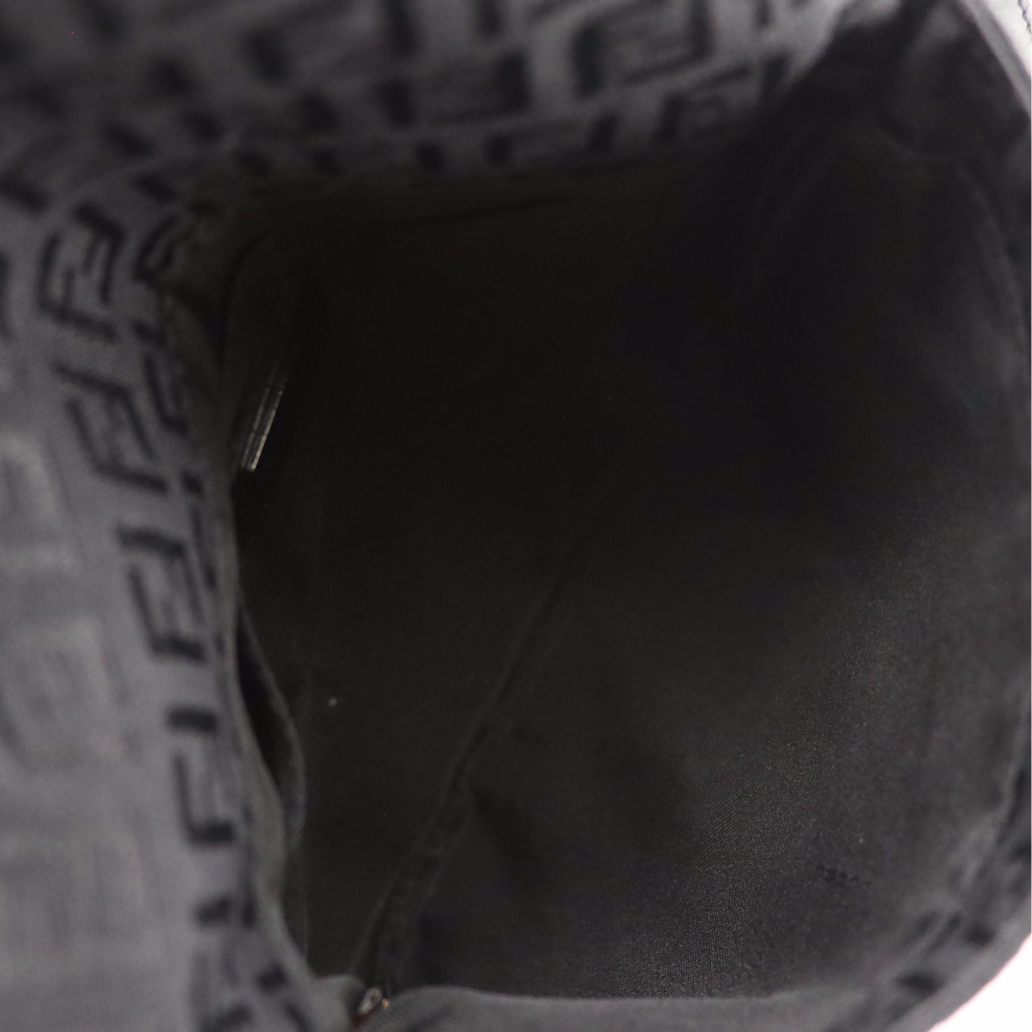 Fendi Flat Crossbody Messenger Bag in Black Zucchino Canvas and Leather Trim