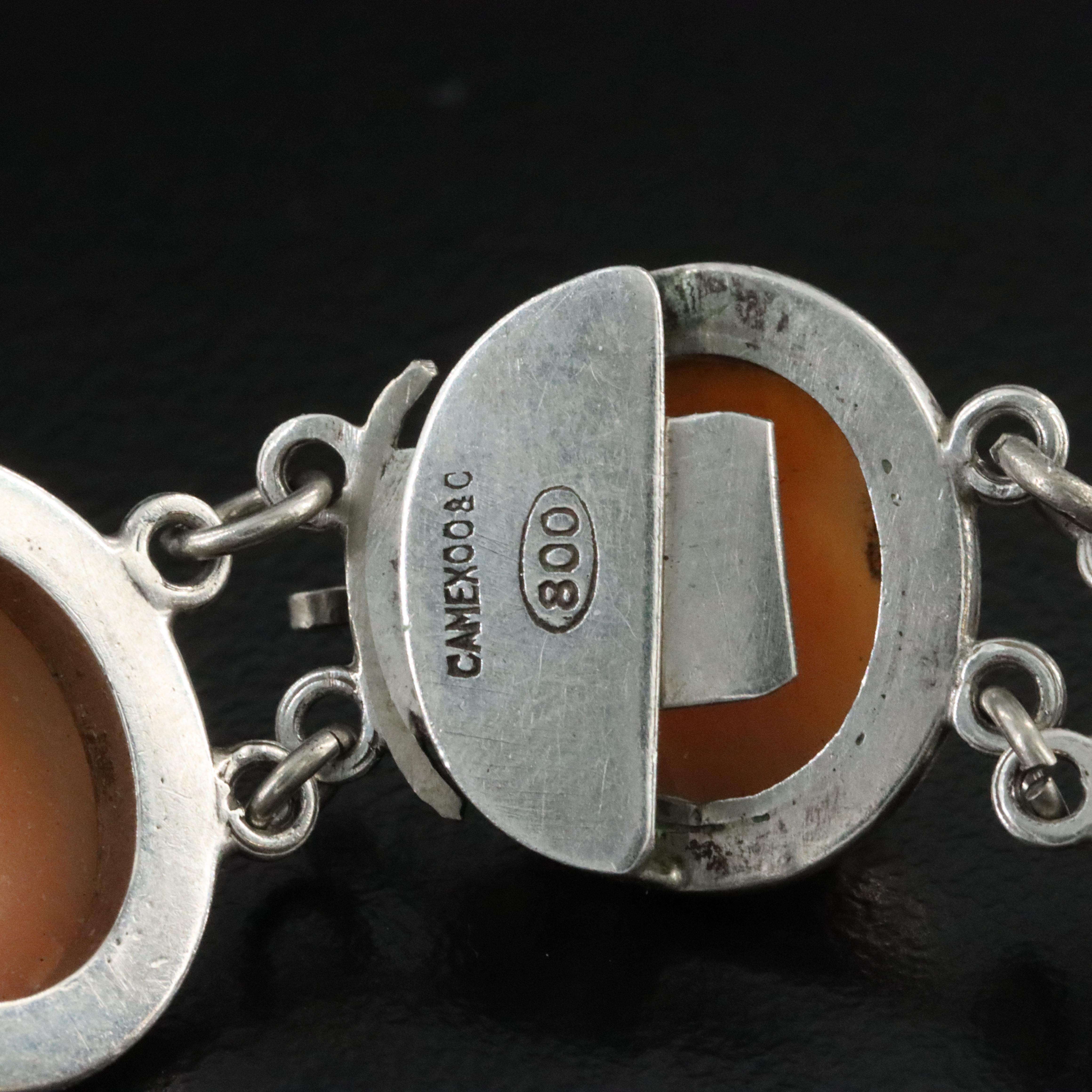 800 Silver Shell Cameo Bracelet