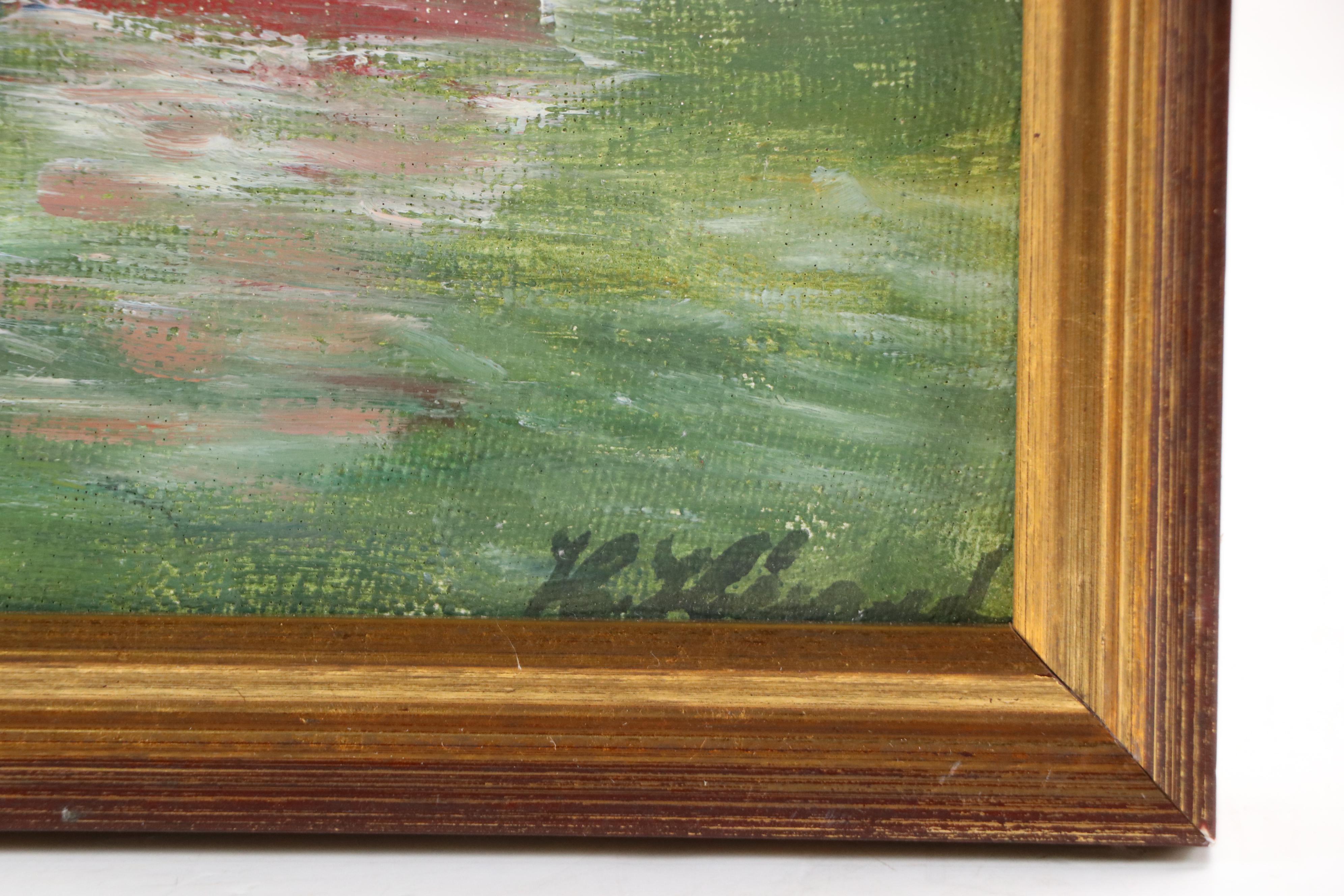 H. Heraud Impressionist Style Oil Painting "Des Bords de Seine"