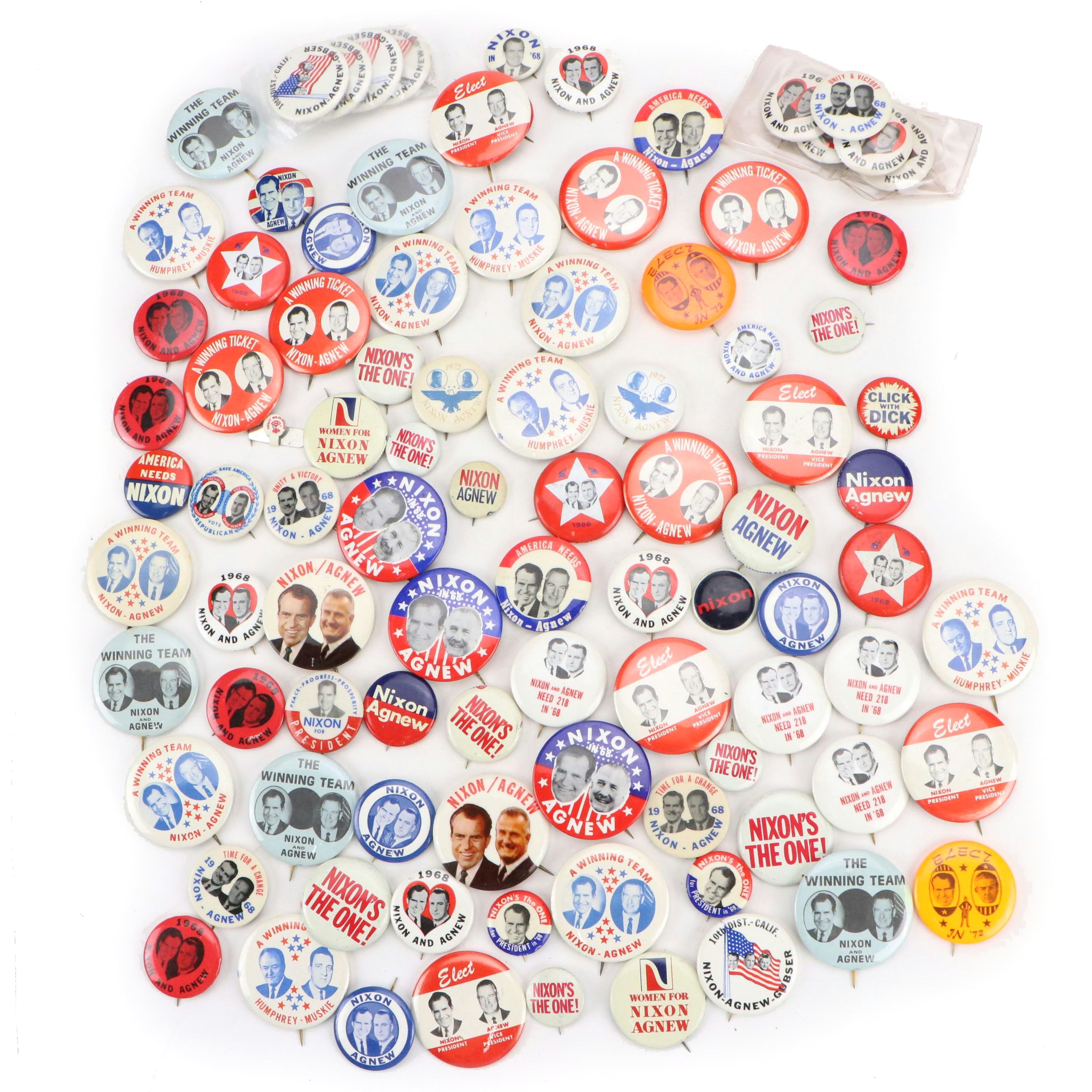 Richard Nixon and Spiro Agnew Political Campaign Pinbacks, 1968