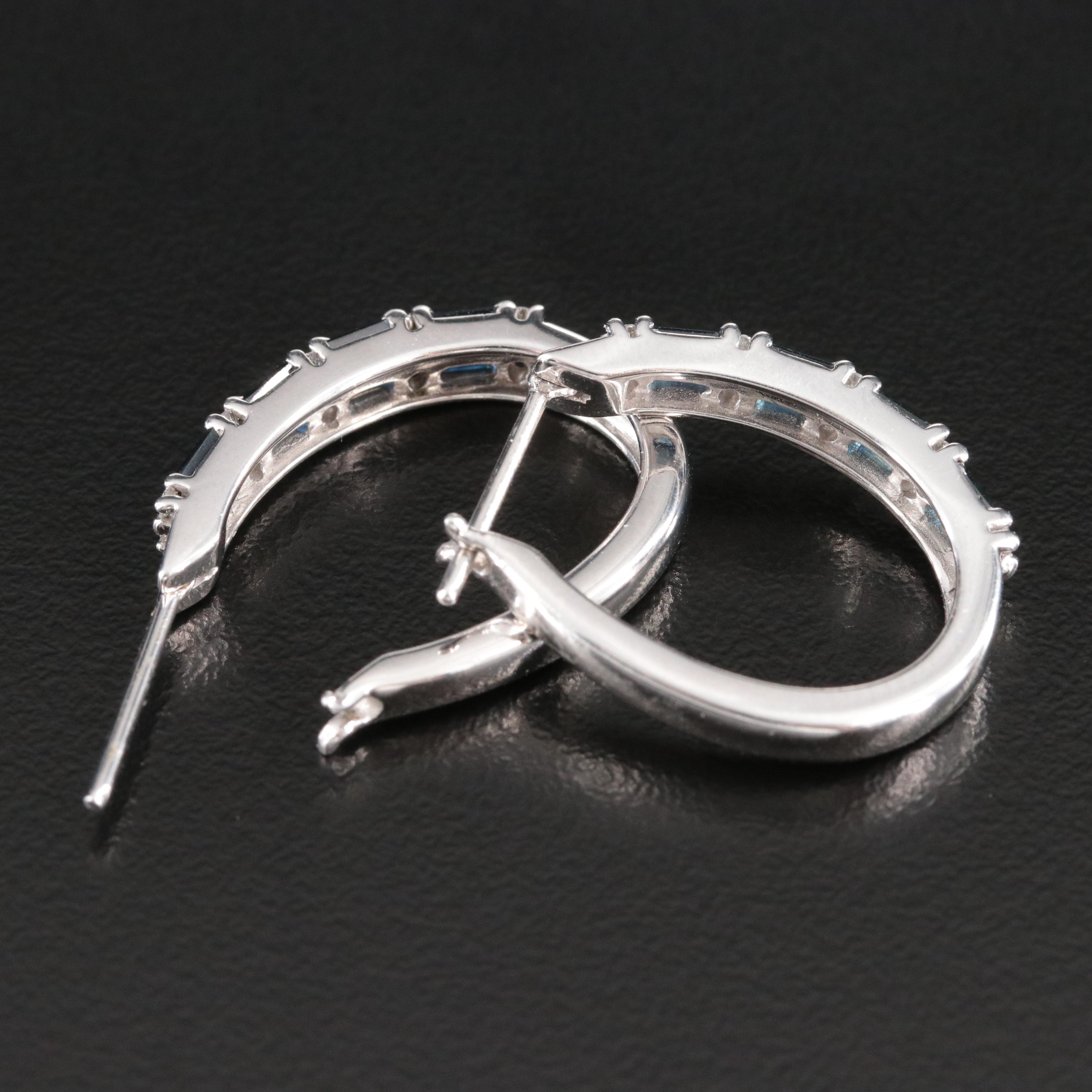 14K Sapphire and Diamond Hoop Earrings