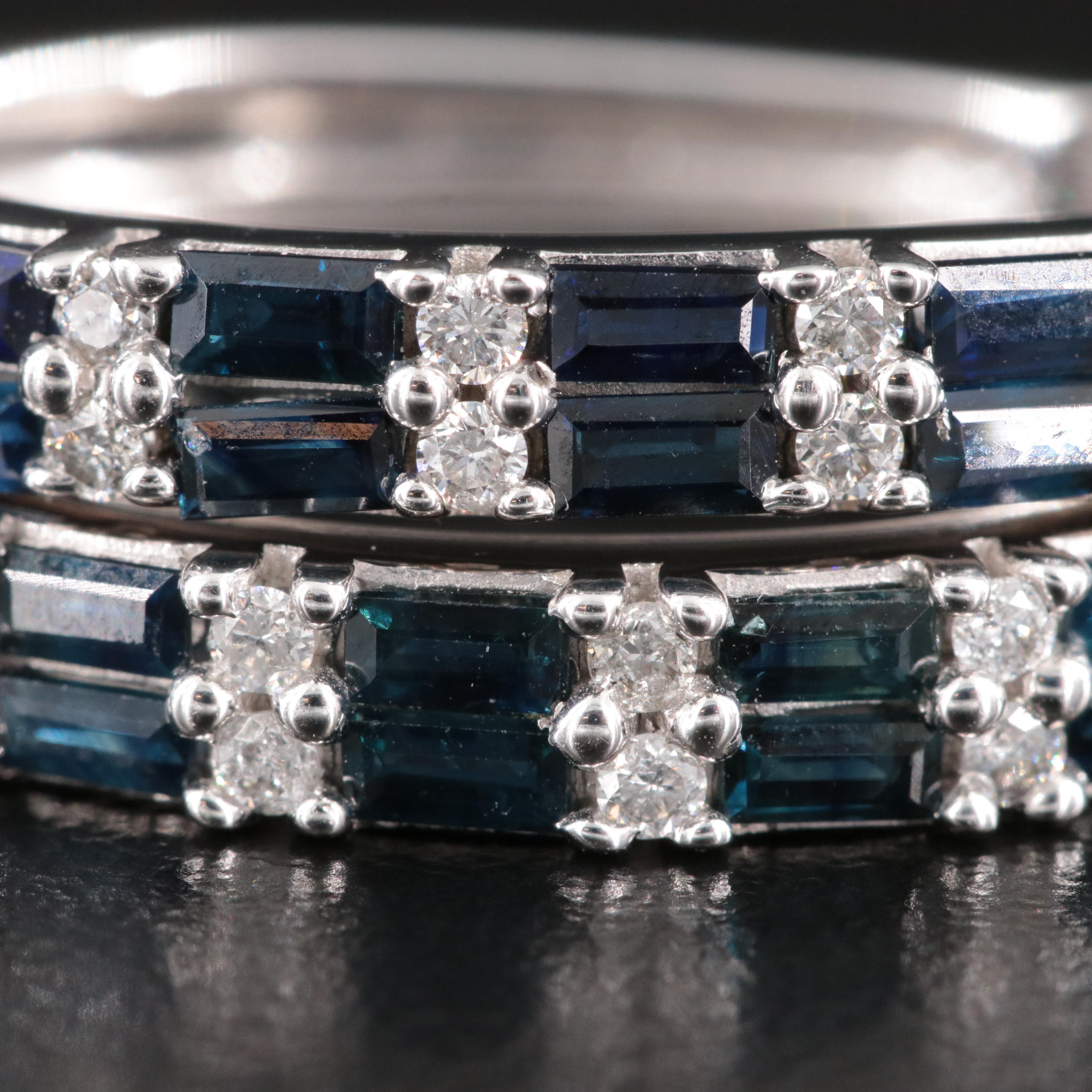 14K Sapphire and Diamond Hoop Earrings