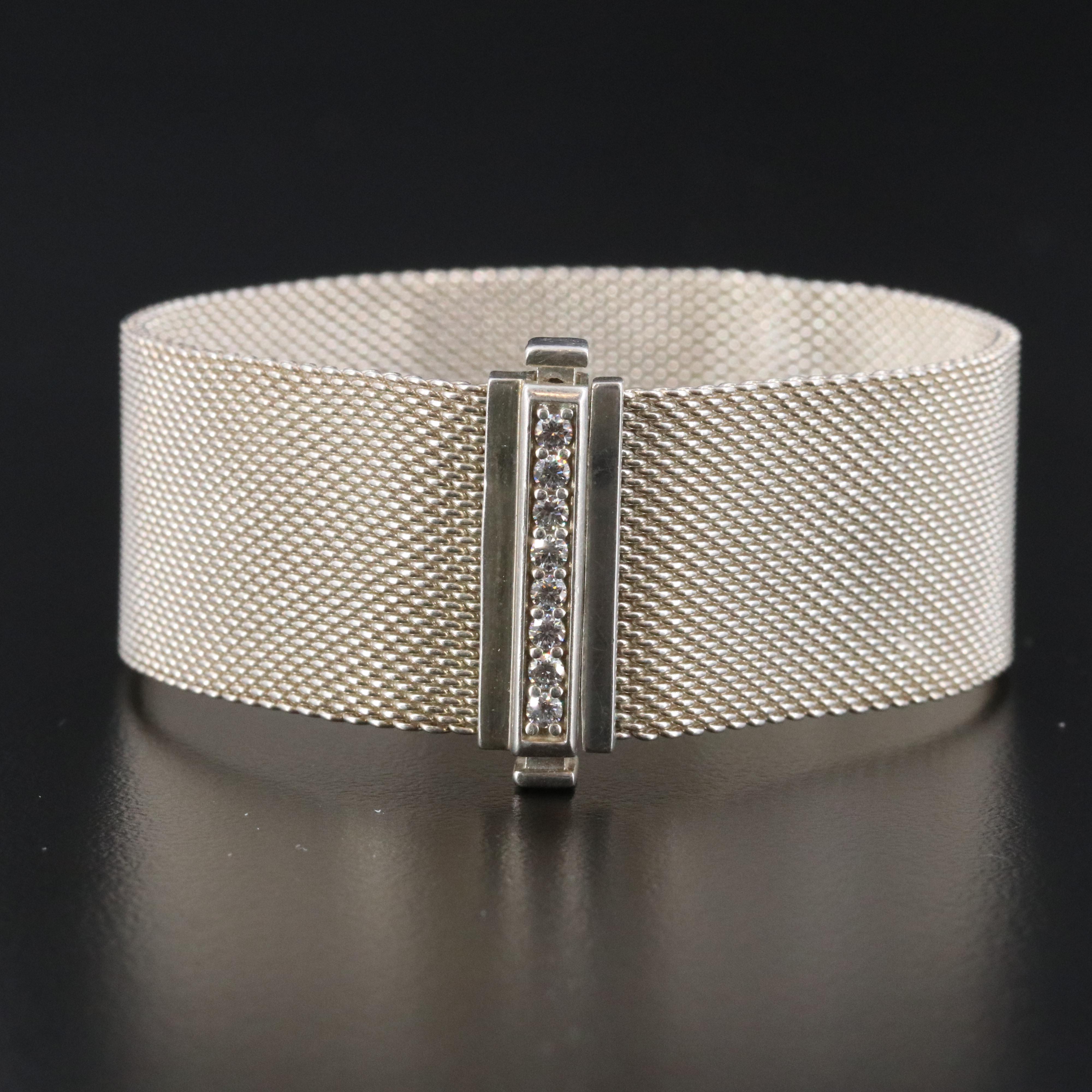 Tiffany & Co. Somerset Sterling 0.24 CTW Diamond Mesh Bracelet