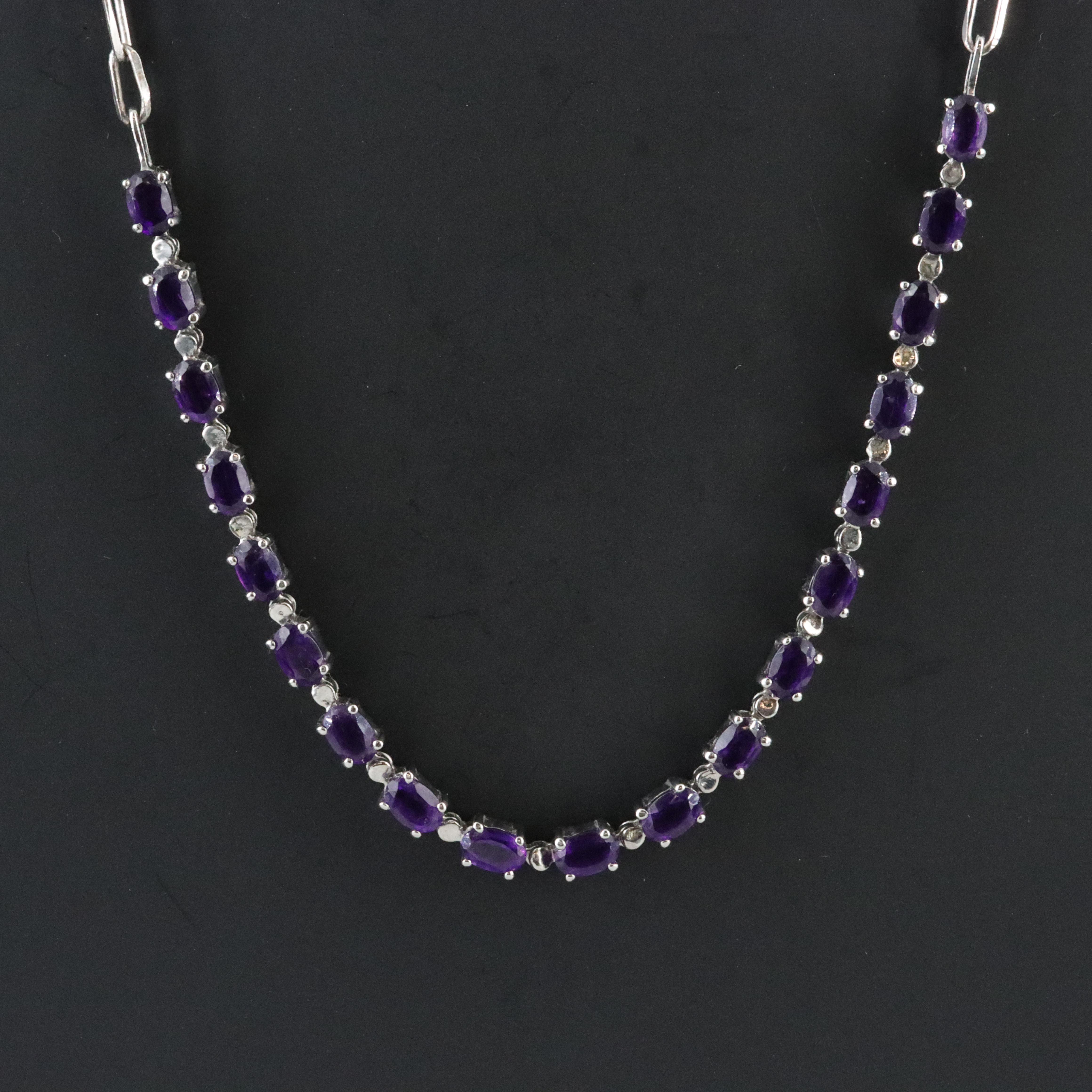 Amethyst and Cable Chain Necklace