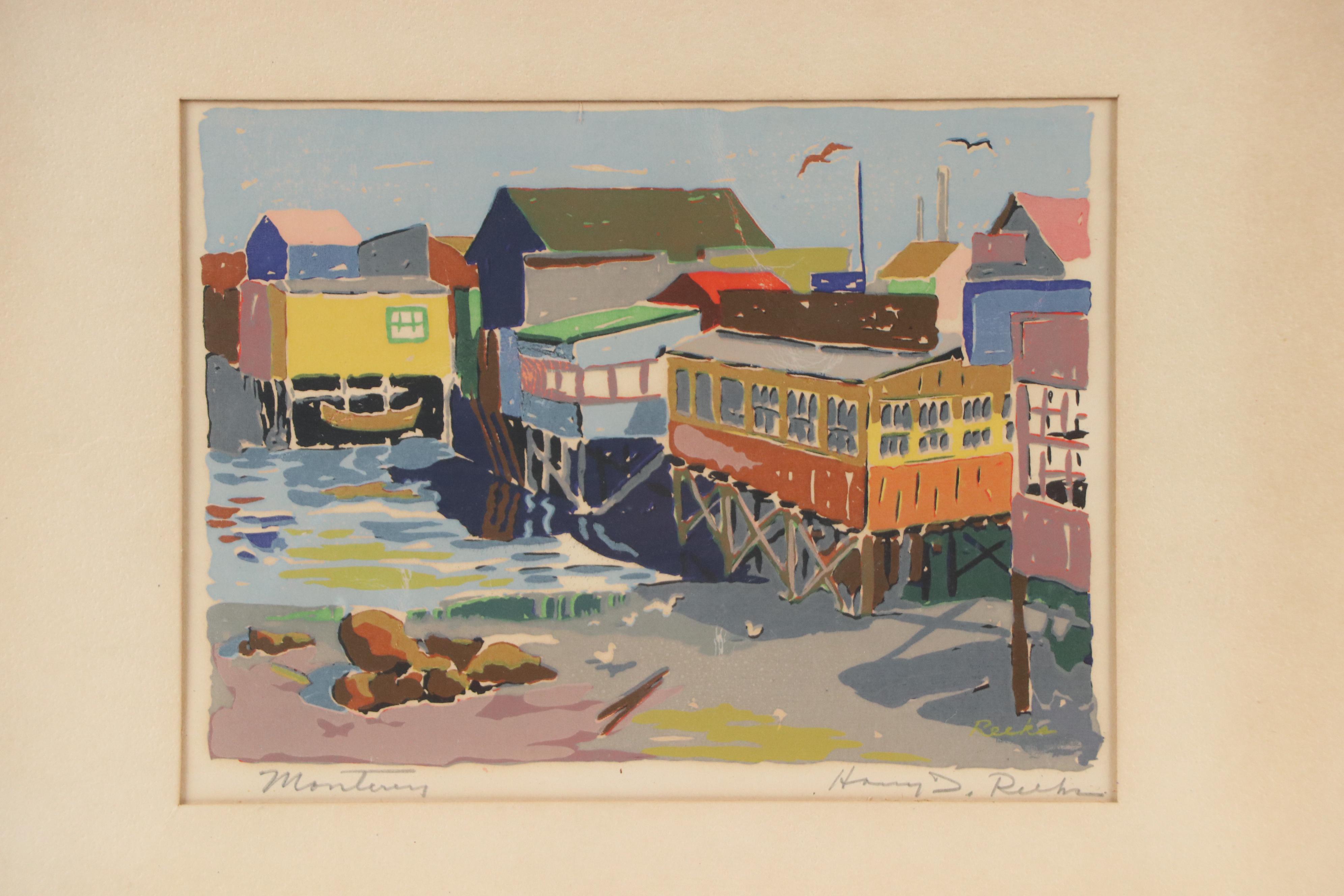 Harry Del Reeks Coastal Serigraph "Monterey," 20th Century