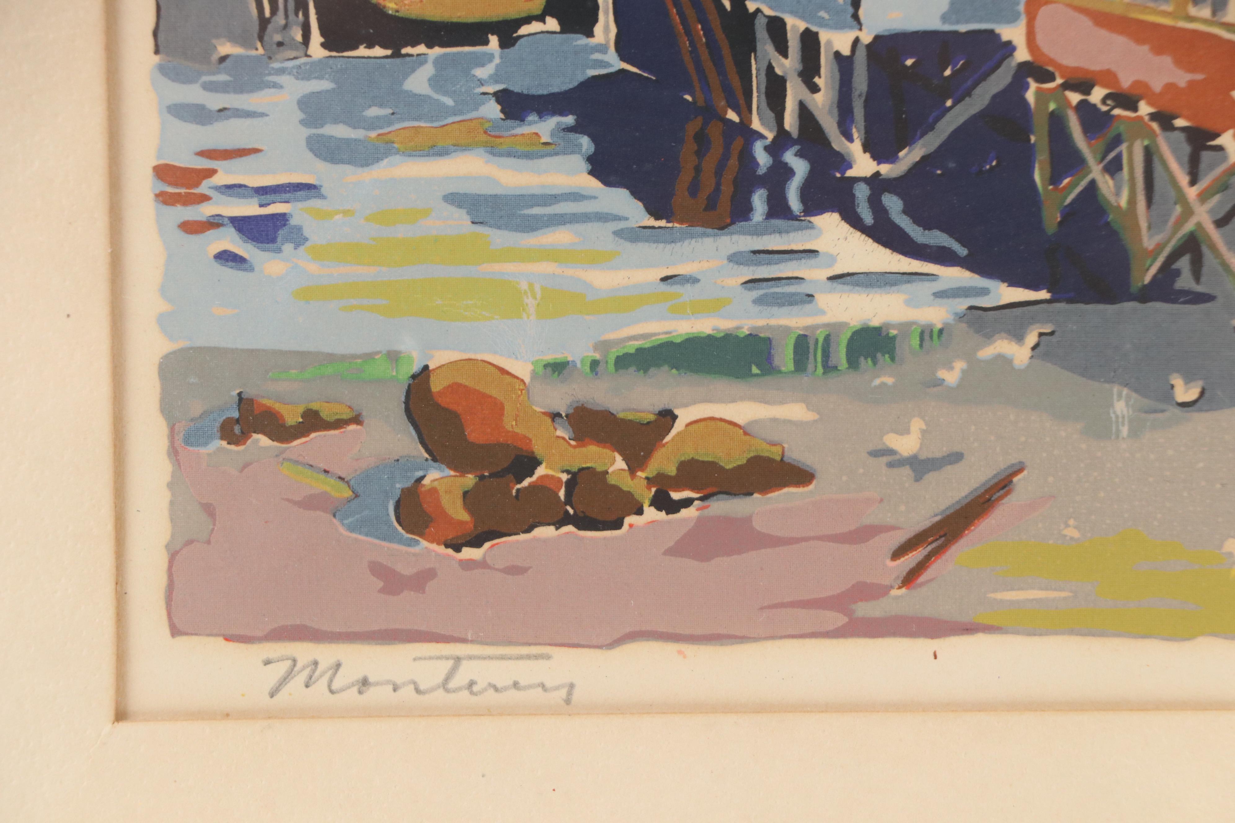 Harry Del Reeks Coastal Serigraph "Monterey," 20th Century