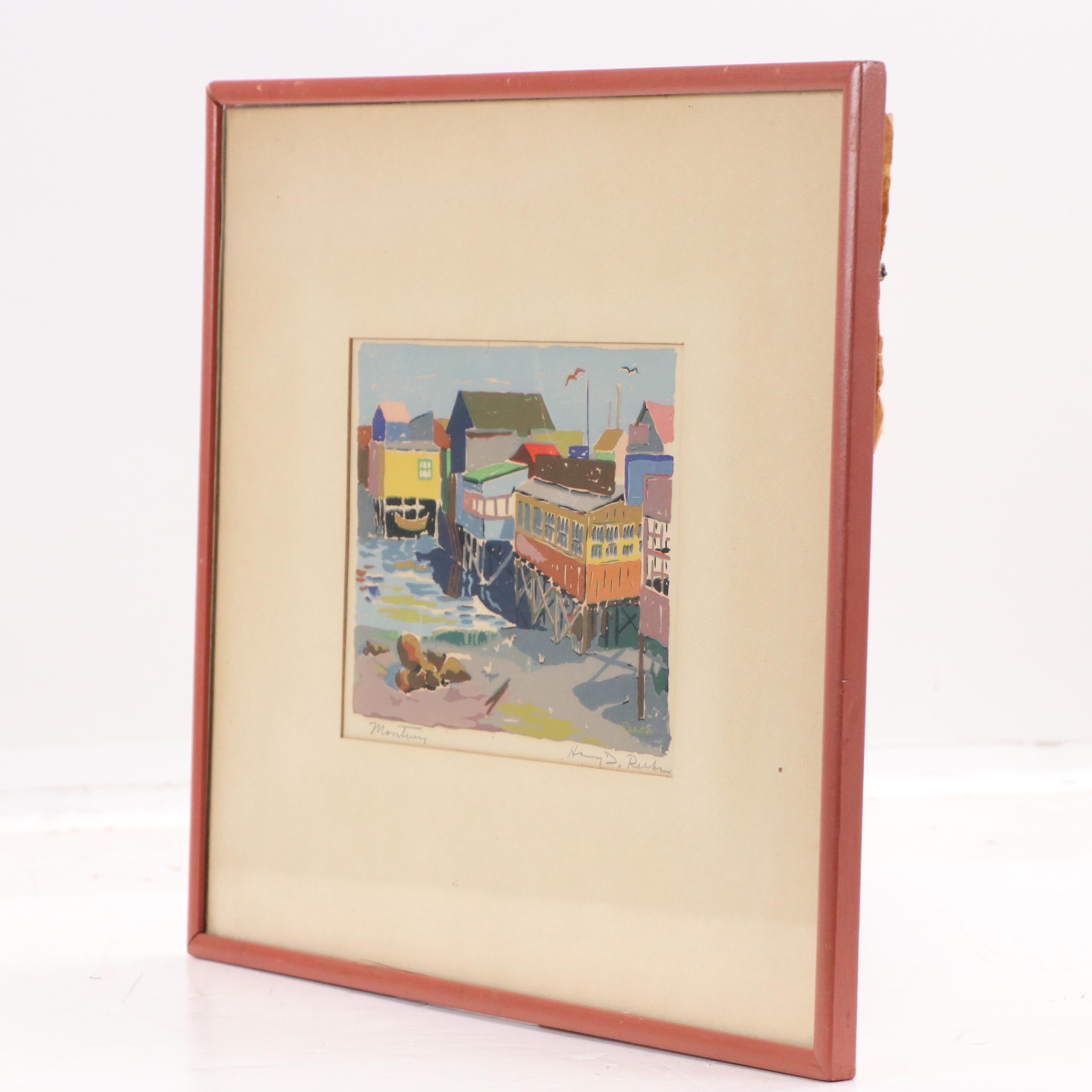 Harry Del Reeks Coastal Serigraph "Monterey," 20th Century