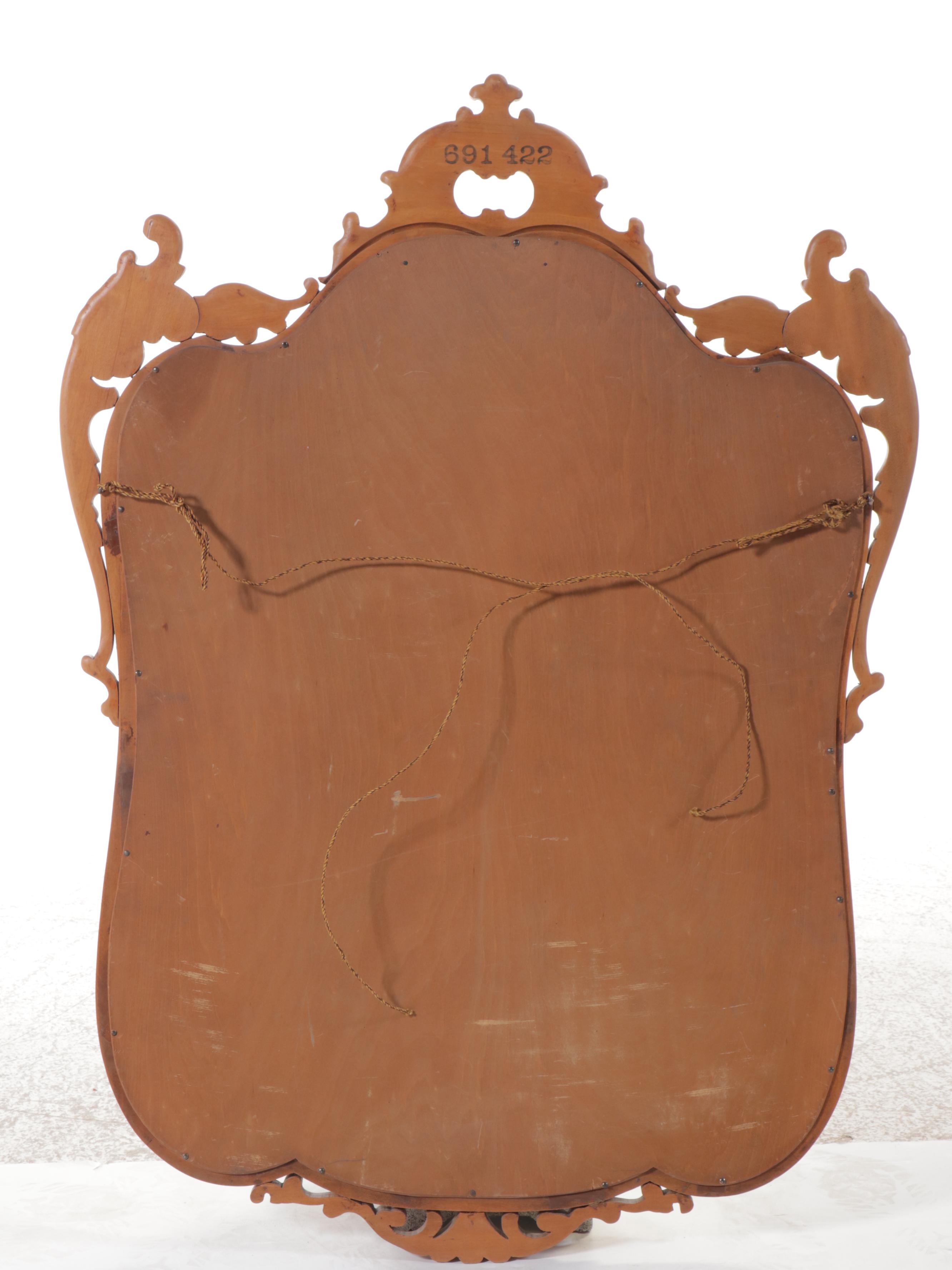 Rococo Style Carved Wood Wall Mirror, Vintage