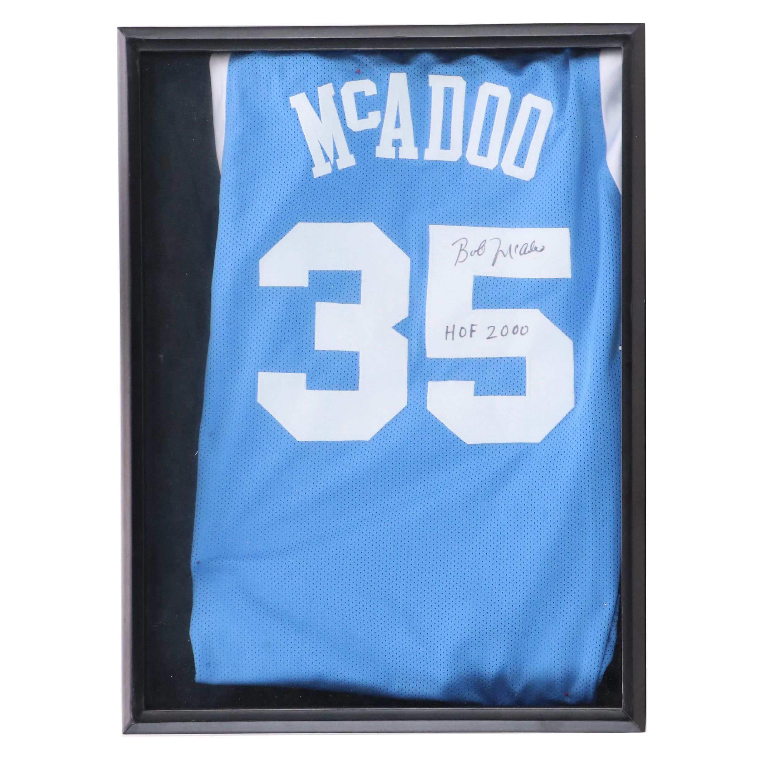 Bob McAdoo Signed University of North Carolina Basketball Jersey with Shadowbox