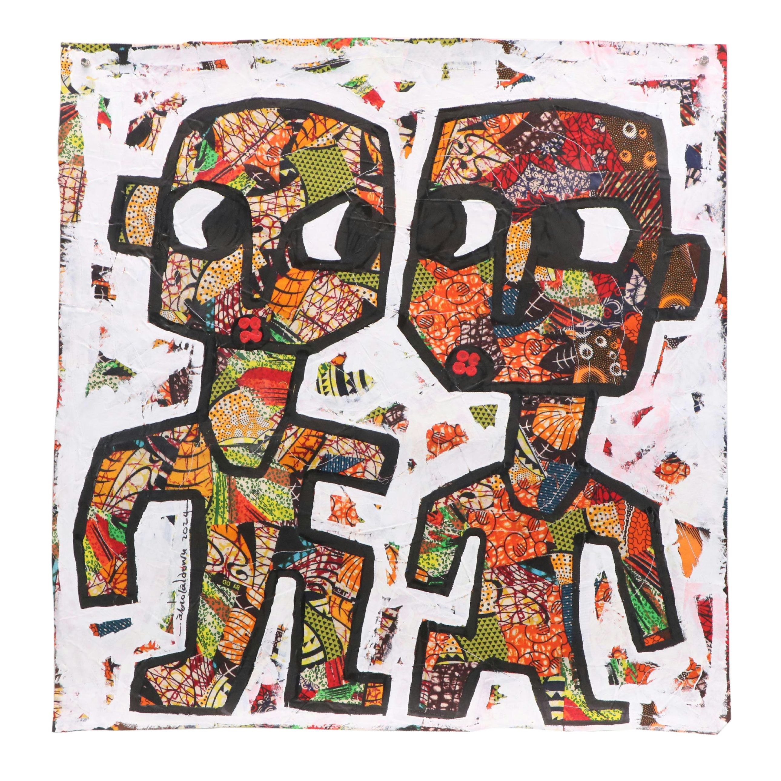 Abiola Idowu Modern Figural Mixed Media Painting "I Love You," 2024