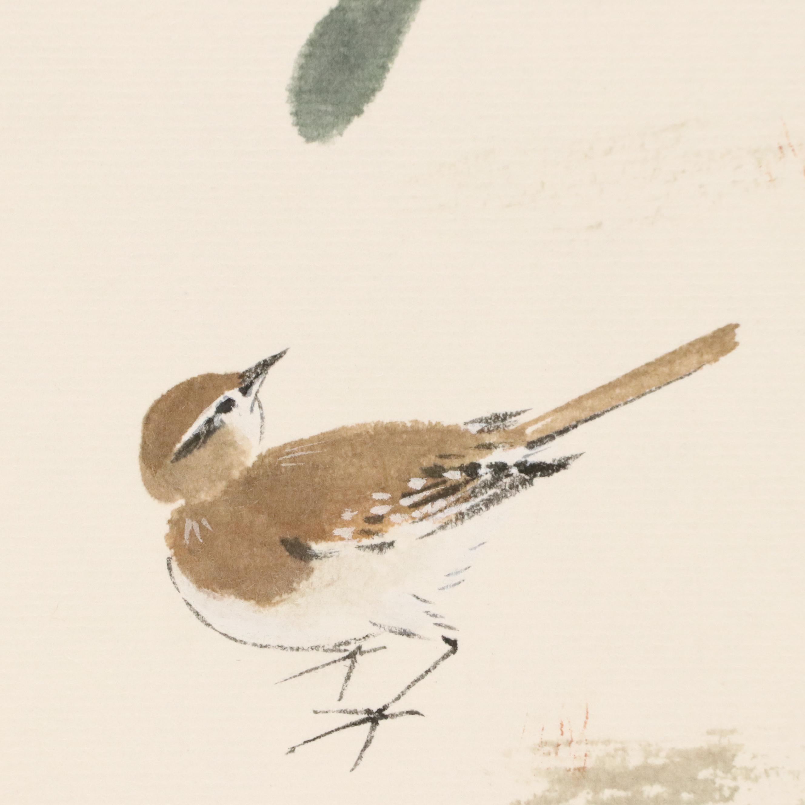 East Asian Watercolor Paintings of Seasonal Flowers, 20th or 21st Century