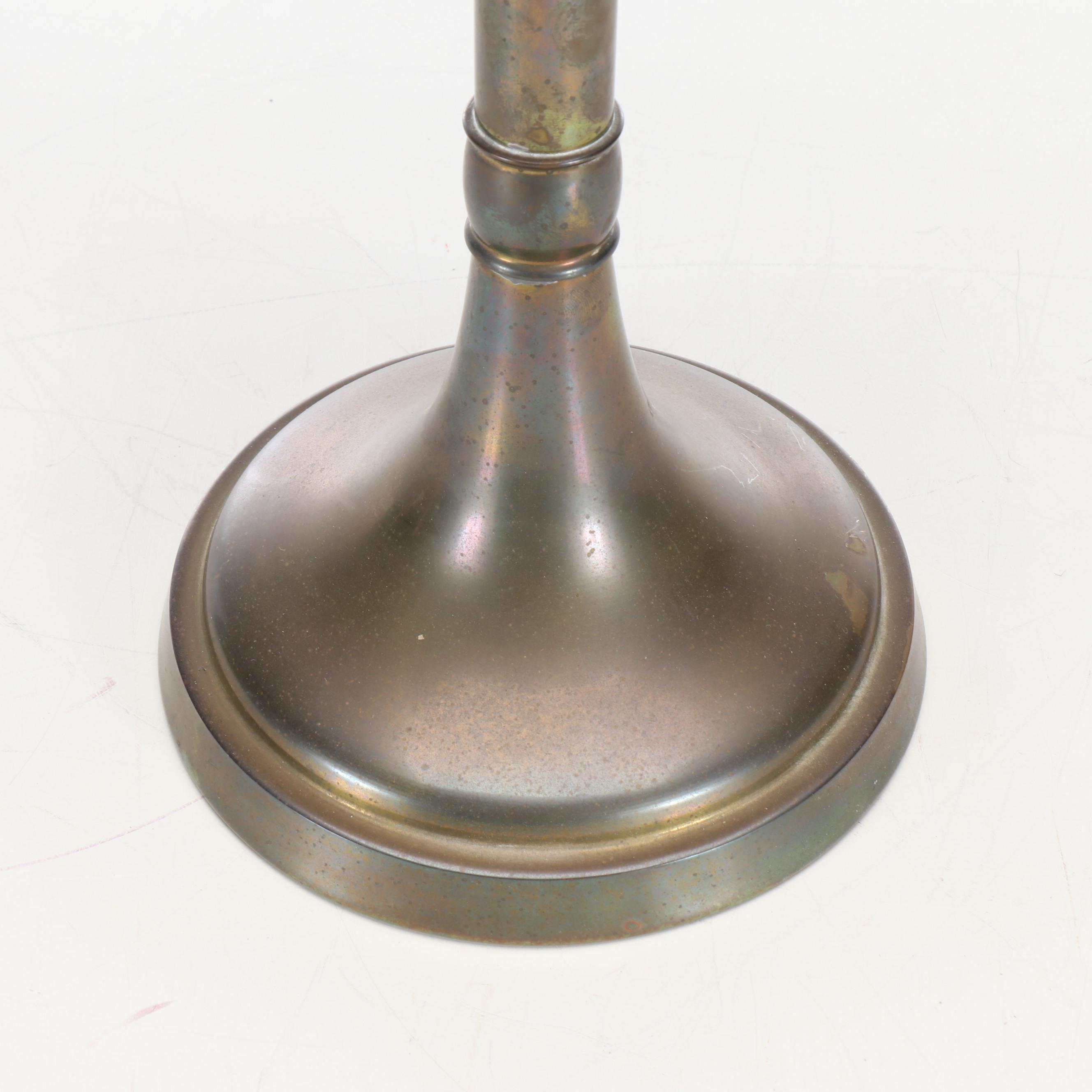 Brass Reflector Candlestick Pair, Vintage