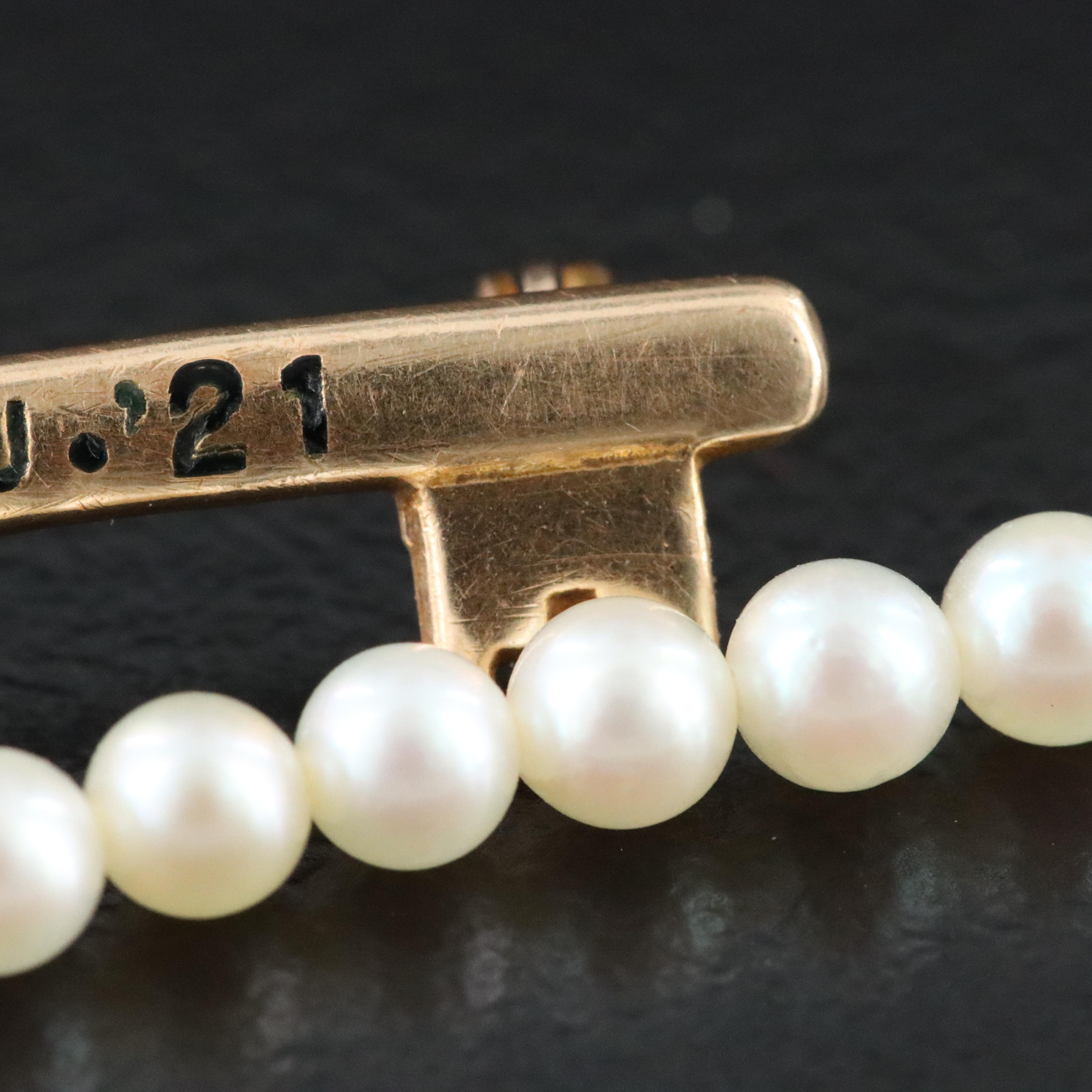 Cultured Pearl Necklace and 14K Key Pin