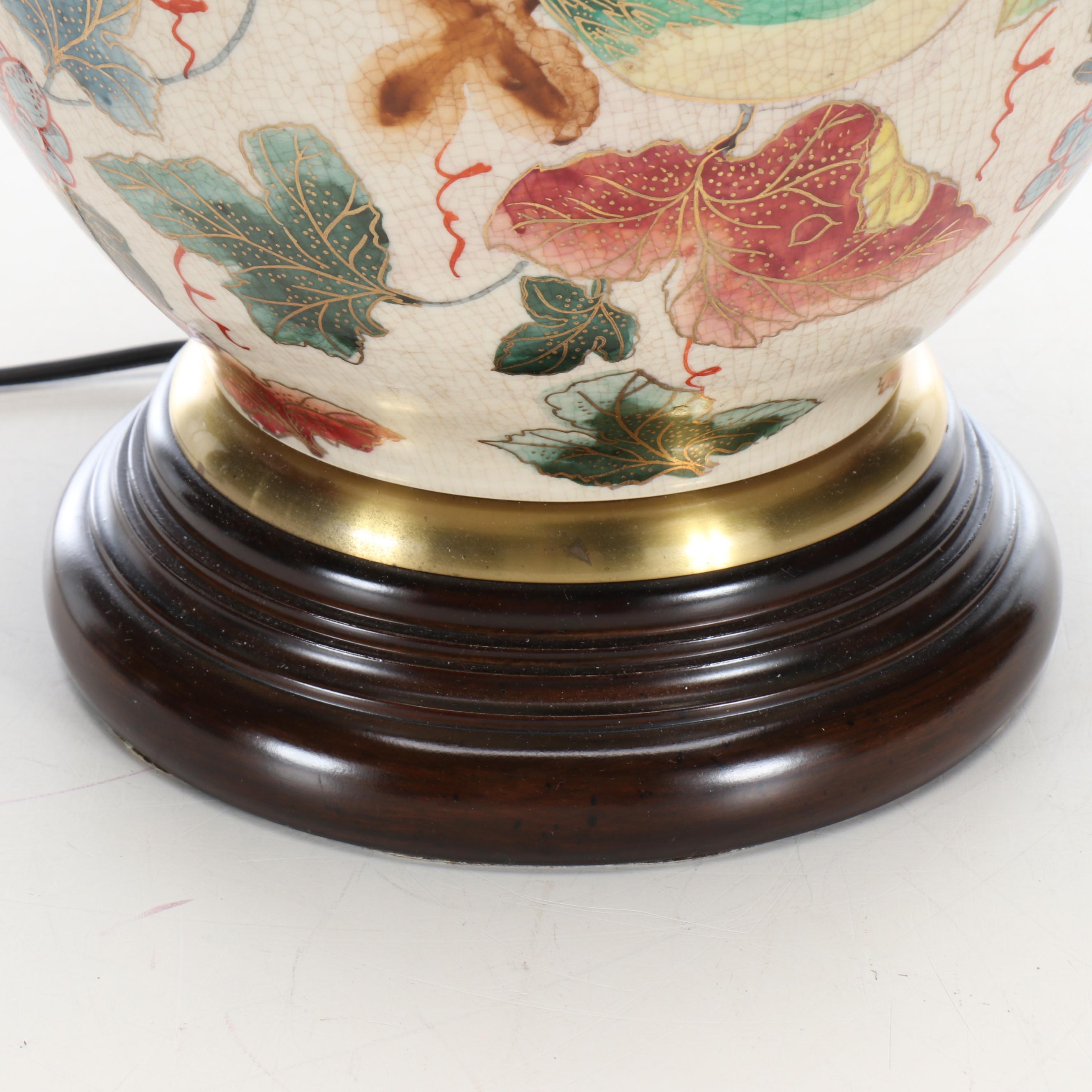 Wildwood Hand-Painted Porcelain and Brass Table Lamp