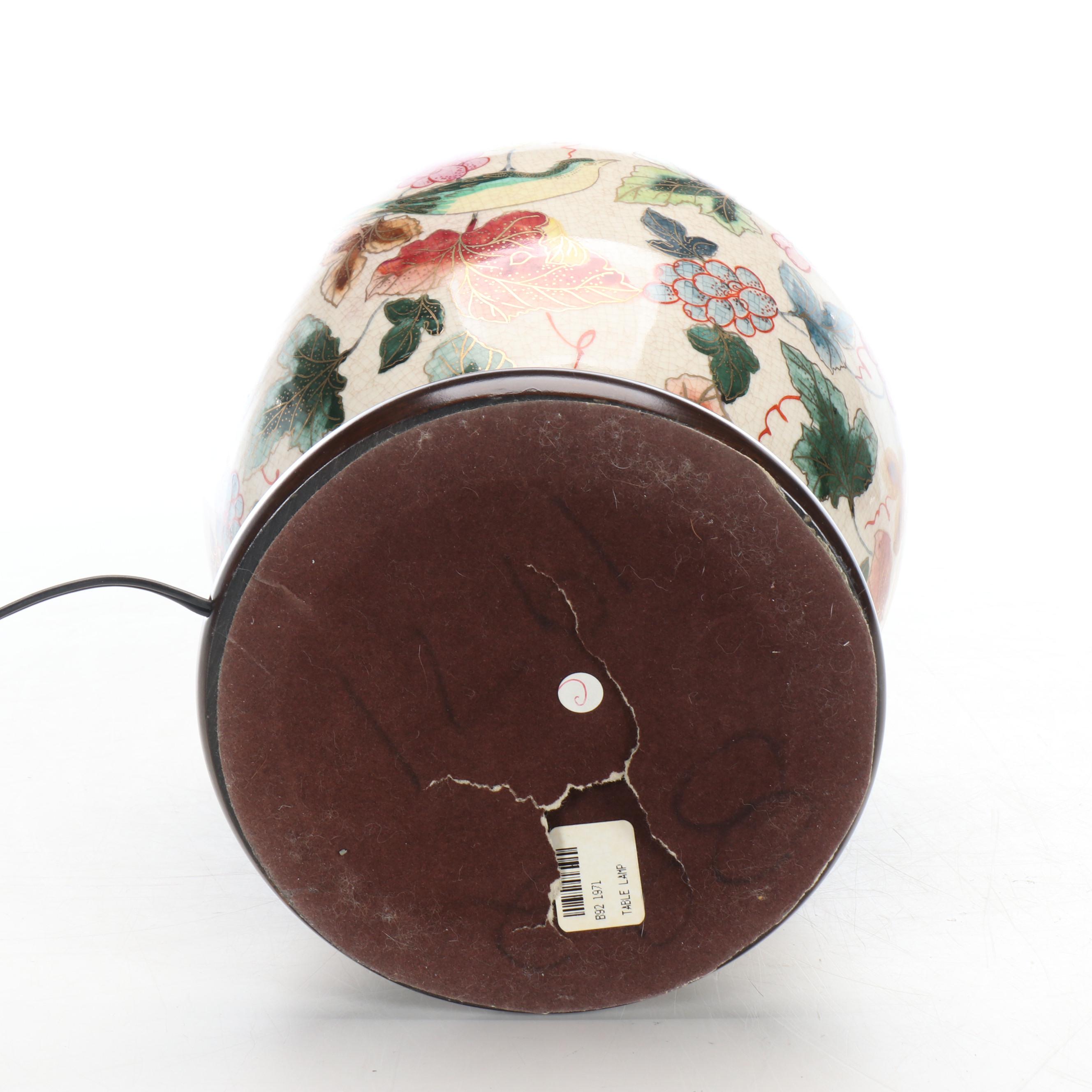 Wildwood Hand-Painted Porcelain and Brass Table Lamp