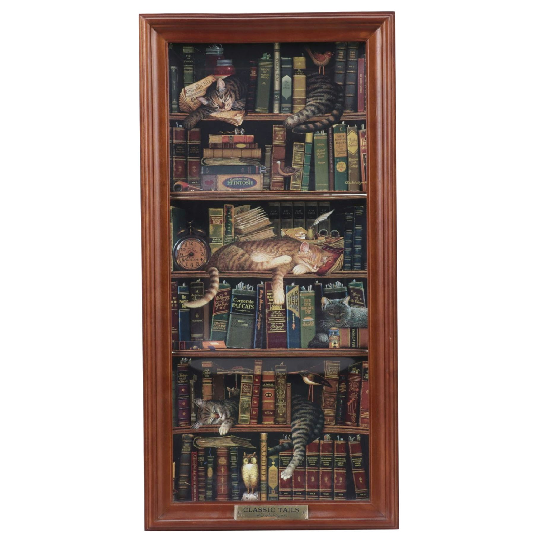 Three Charles Wysocki "Classic Tails" Ceramic Plates Framed Together, 2002