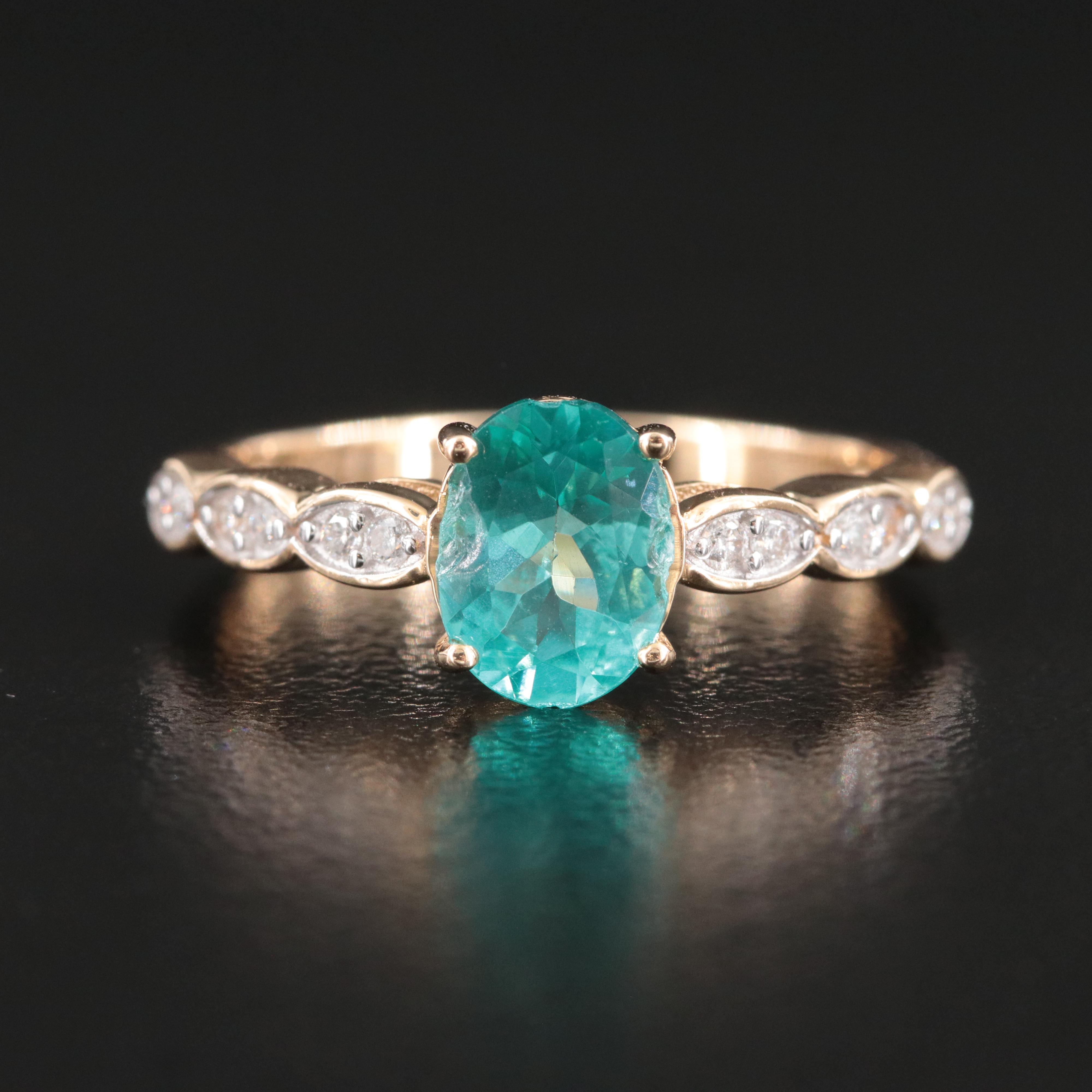 14K Apatite and Diamond Ring