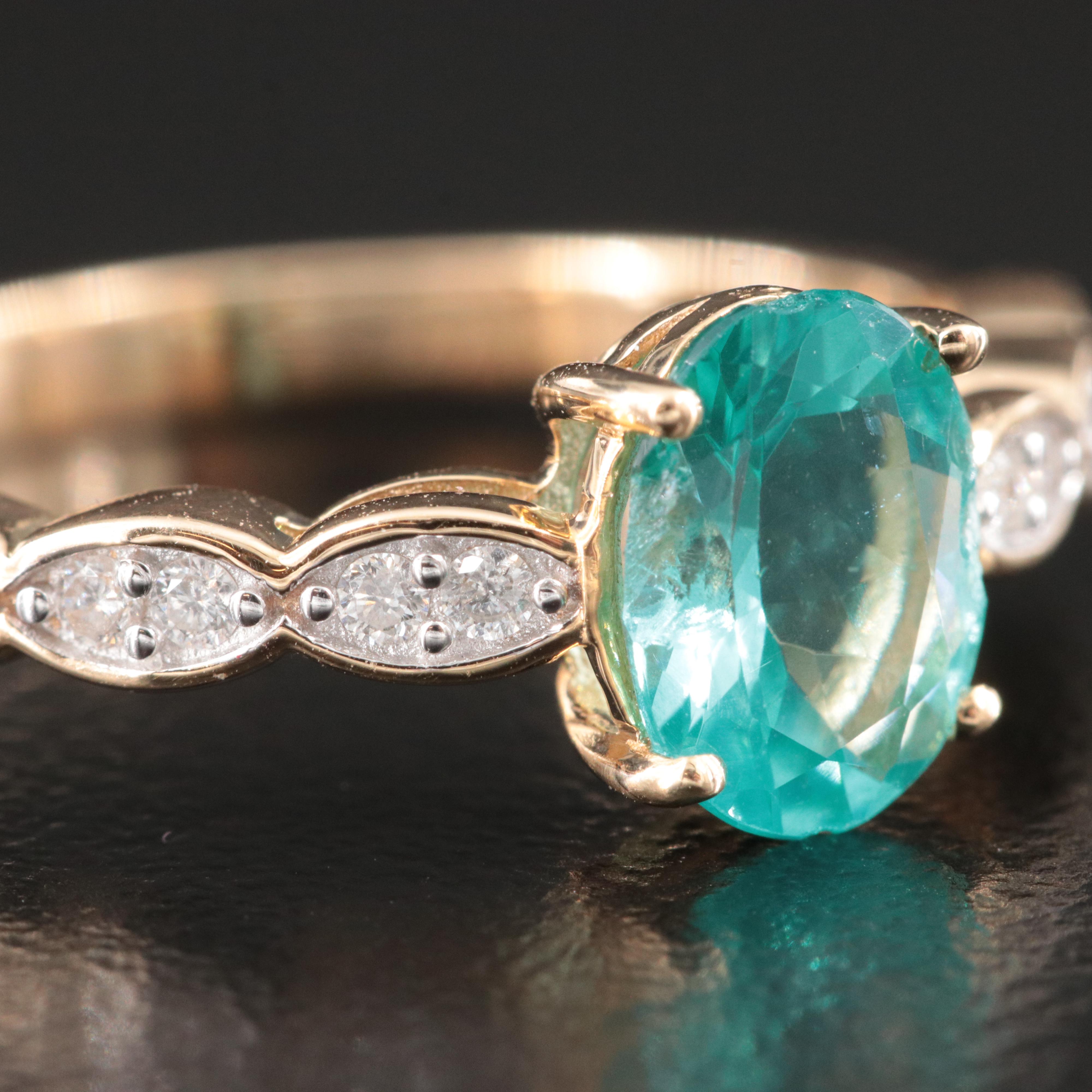 14K Apatite and Diamond Ring